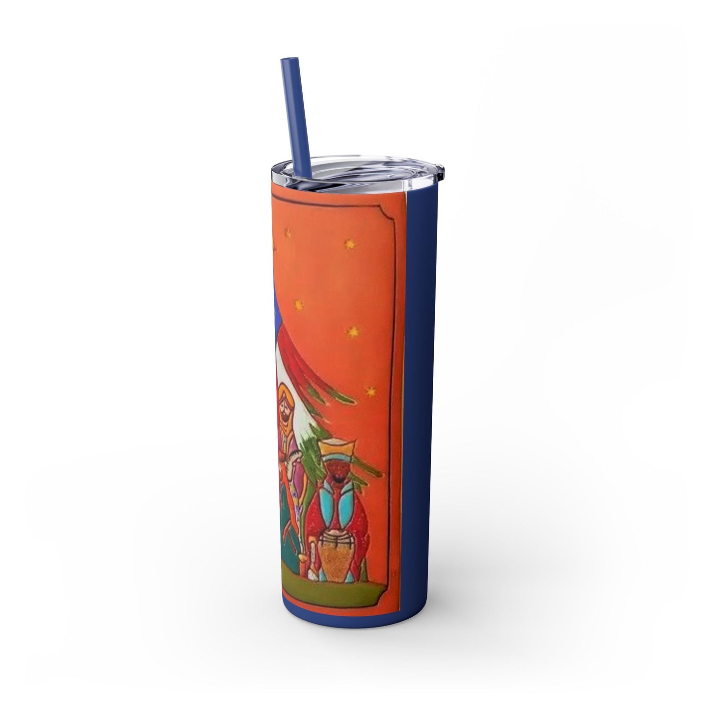 Puerto Rican Christmas Vibrant Nativity Skinny Tumbler, 20oz – Colorful Christmas Travel Mug, Holiday Gift, Personalized Drinkware, Festive Straw Cup - Metamorphosis Creations