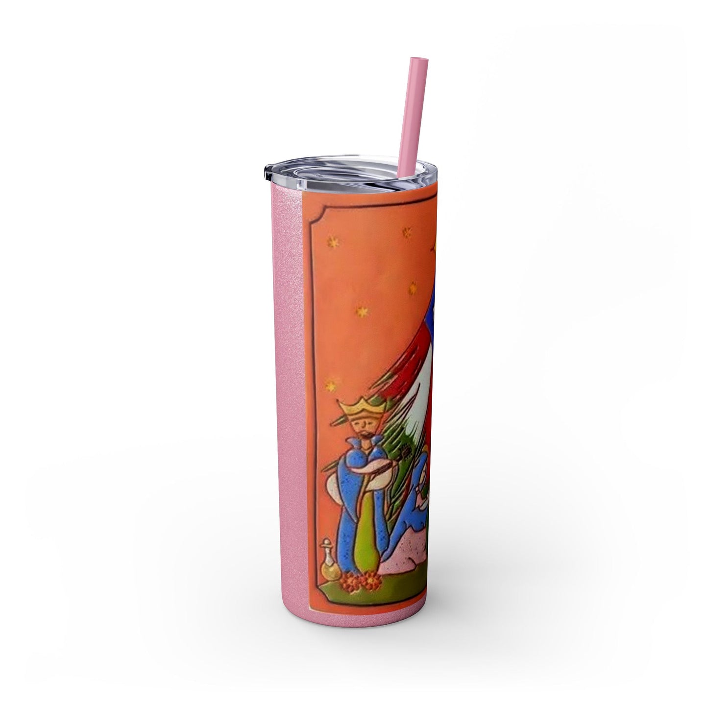 Puerto Rican Christmas Vibrant Nativity Skinny Tumbler, 20oz – Colorful Christmas Travel Mug, Holiday Gift, Personalized Drinkware, Festive Straw Cup - Metamorphosis Creations