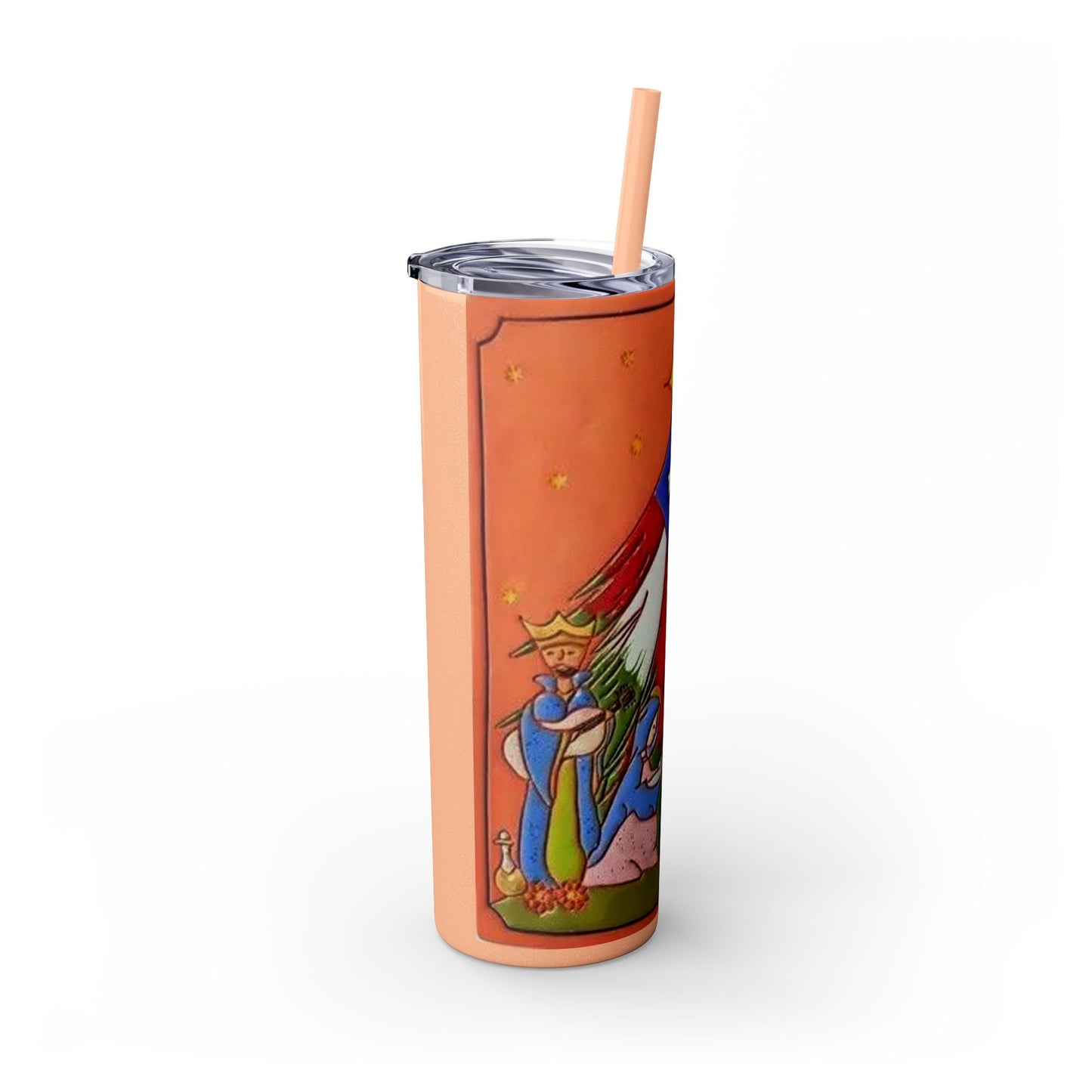 Puerto Rican Christmas Vibrant Nativity Skinny Tumbler, 20oz – Colorful Christmas Travel Mug, Holiday Gift, Personalized Drinkware, Festive Straw Cup - Metamorphosis Creations