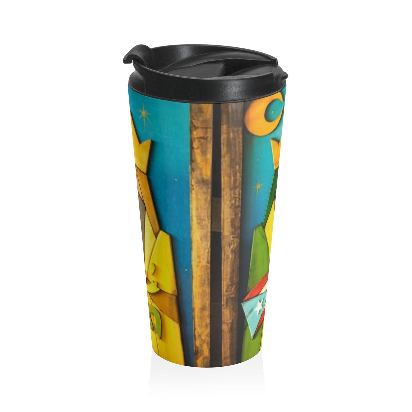 Puerto Rican Christmas Vibrant Stainless Steel Travel Mug for Tea & Coffee Lovers, Colorful King Design, Ideal Gift for Holidays & Celebrations - Metamorphosis Creations