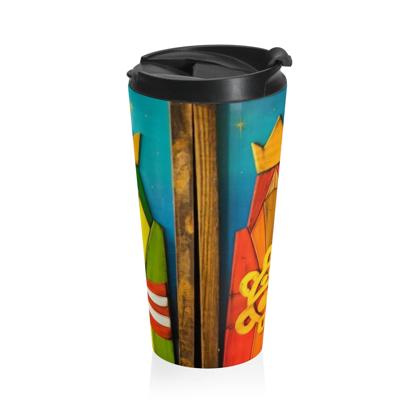 Puerto Rican Christmas Vibrant Stainless Steel Travel Mug for Tea & Coffee Lovers, Colorful King Design, Ideal Gift for Holidays & Celebrations - Metamorphosis Creations