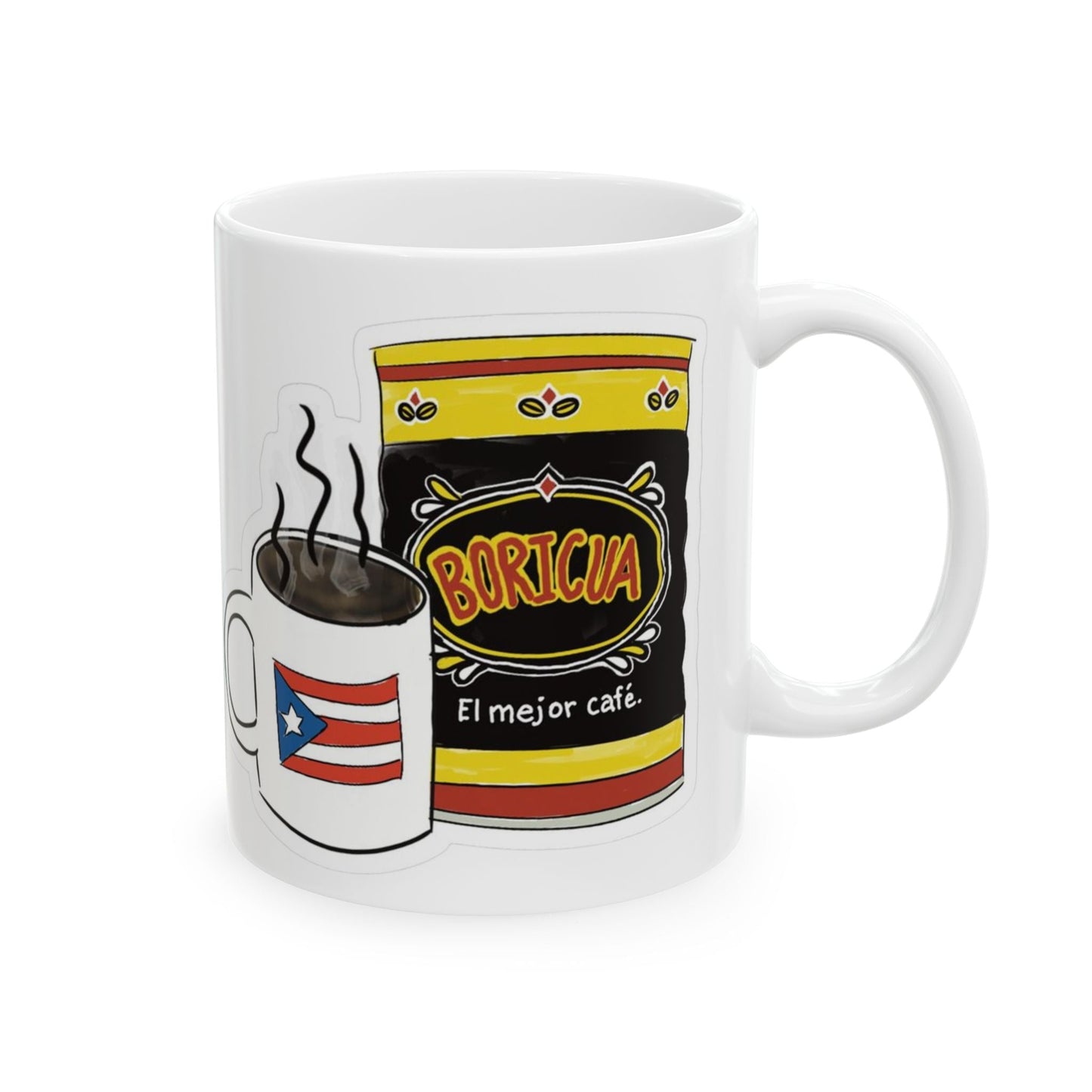 Puerto Rican Coffee Ceramic Mug - Unique Coffee Lover Gift, Fun Kitchen Decor, Home Office, Daily Use, Coffee Addict - Metamorphosis Creations