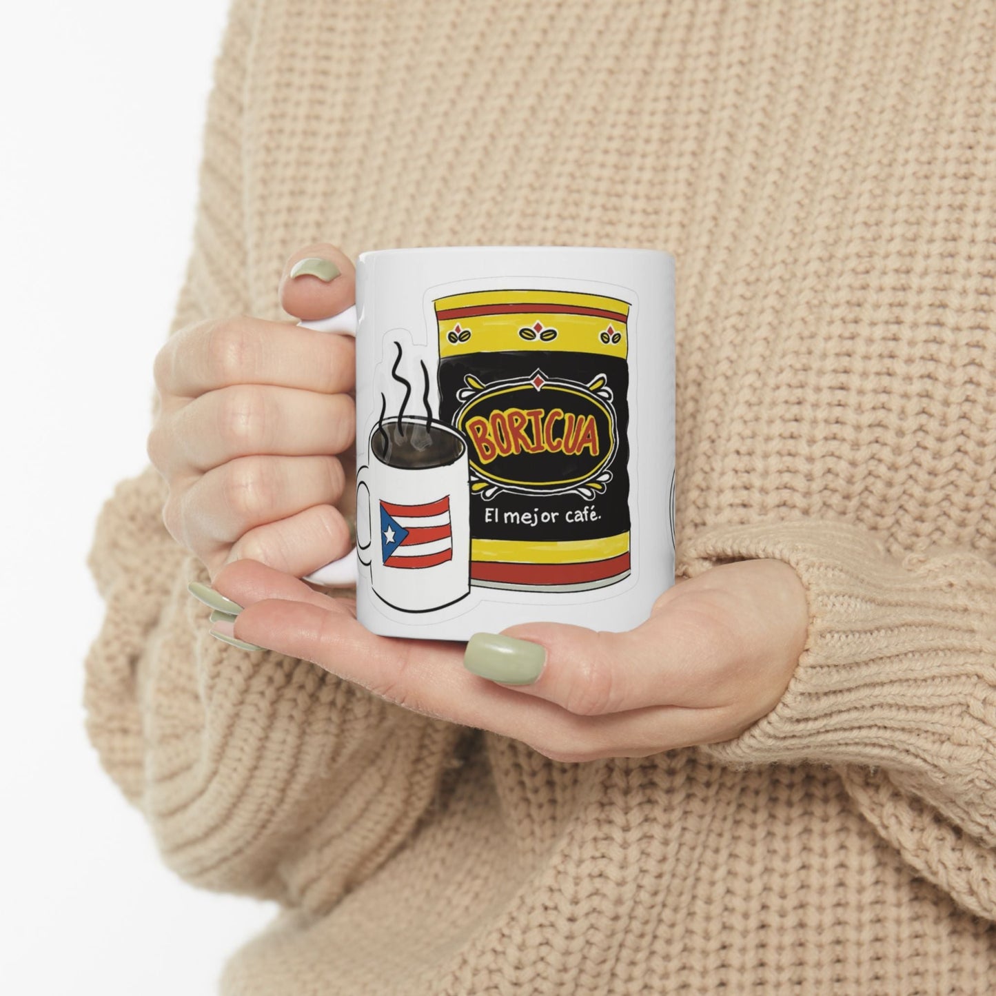 Puerto Rican Coffee Ceramic Mug - Unique Coffee Lover Gift, Fun Kitchen Decor, Home Office, Daily Use, Coffee Addict - Metamorphosis Creations