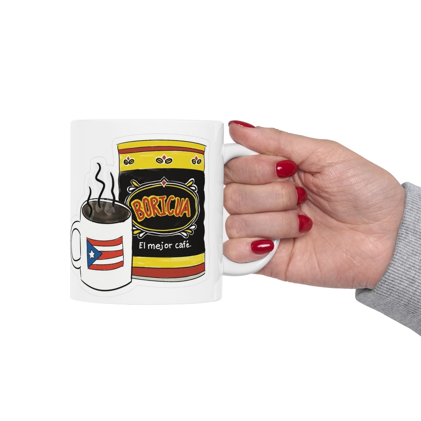 Puerto Rican Coffee Ceramic Mug - Unique Coffee Lover Gift, Fun Kitchen Decor, Home Office, Daily Use, Coffee Addict - Metamorphosis Creations