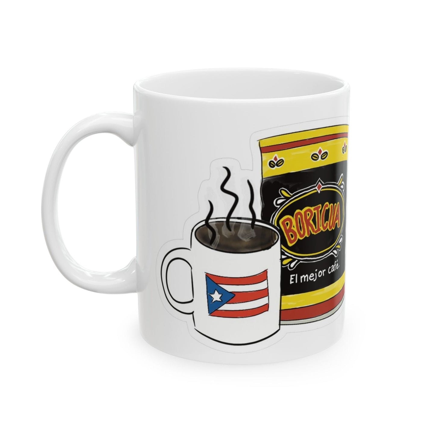 Puerto Rican Coffee Ceramic Mug - Unique Coffee Lover Gift, Fun Kitchen Decor, Home Office, Daily Use, Coffee Addict - Metamorphosis Creations