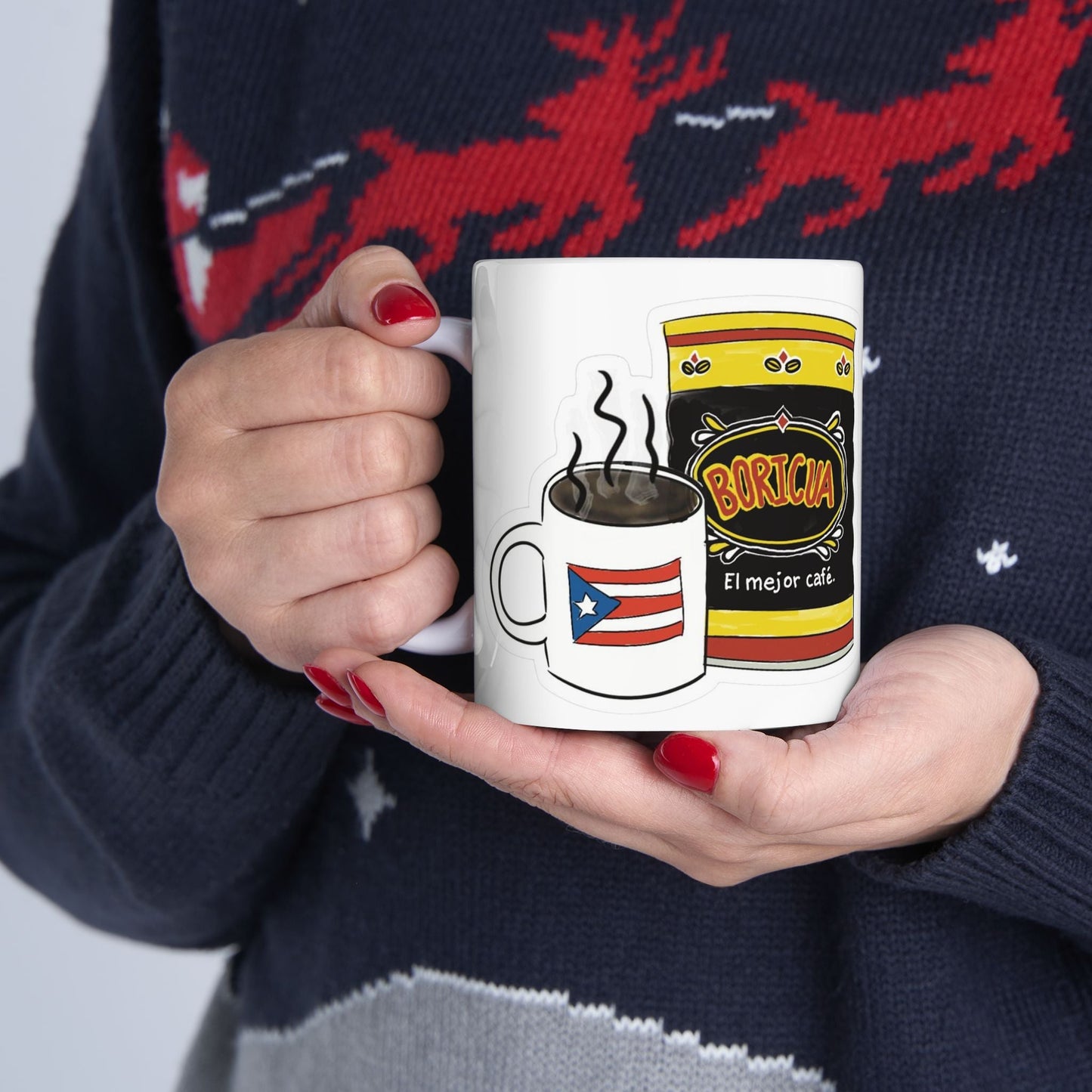 Puerto Rican Coffee Ceramic Mug - Unique Coffee Lover Gift, Fun Kitchen Decor, Home Office, Daily Use, Coffee Addict - Metamorphosis Creations