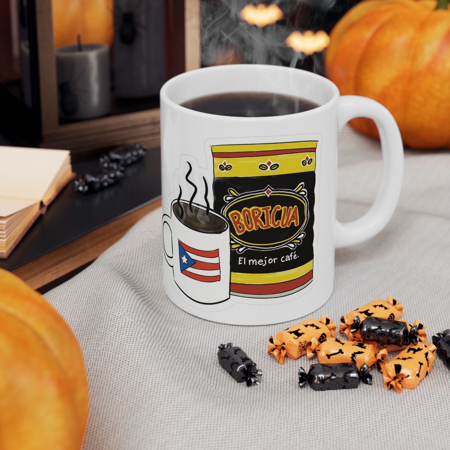 Puerto Rican Coffee Ceramic Mug - Unique Coffee Lover Gift, Fun Kitchen Decor, Home Office, Daily Use, Coffee Addict - Metamorphosis Creations