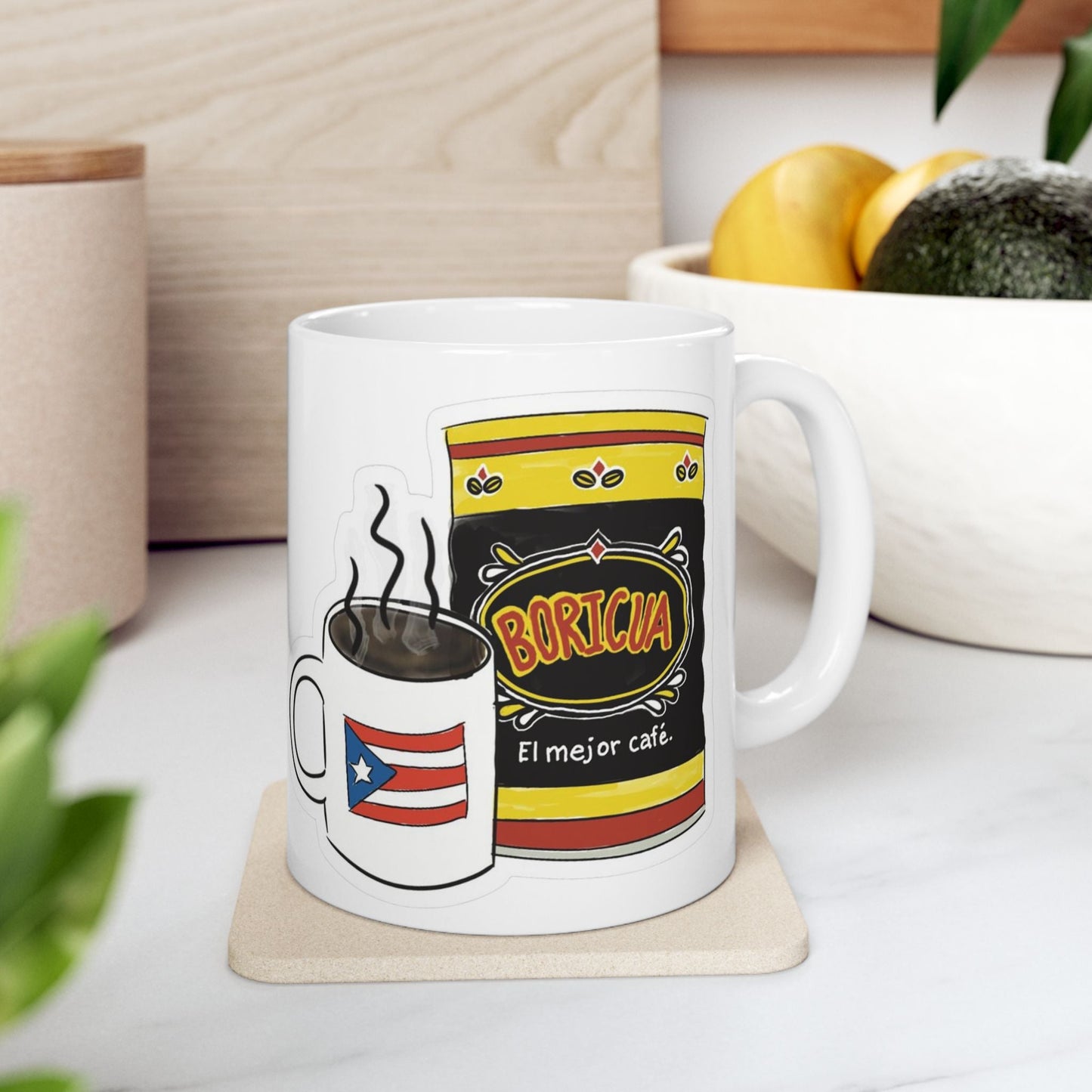 Puerto Rican Coffee Ceramic Mug - Unique Coffee Lover Gift, Fun Kitchen Decor, Home Office, Daily Use, Coffee Addict - Metamorphosis Creations