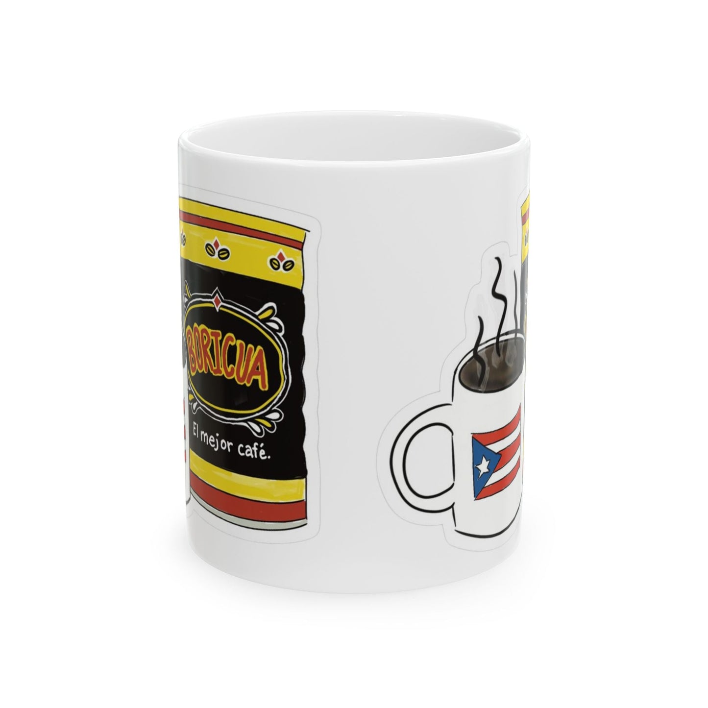 Puerto Rican Coffee Ceramic Mug - Unique Coffee Lover Gift, Fun Kitchen Decor, Home Office, Daily Use, Coffee Addict - Metamorphosis Creations