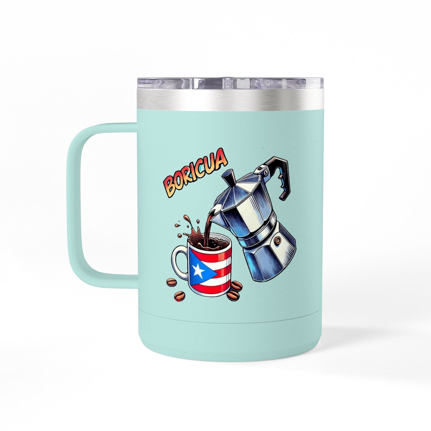 Puerto Rican Coffee Mug Tumbler, 15oz | Great Gift for Coffee Lovers, Unique Kitchen Decor, Perfect for Birthdays & Holidays - Metamorphosis Creations