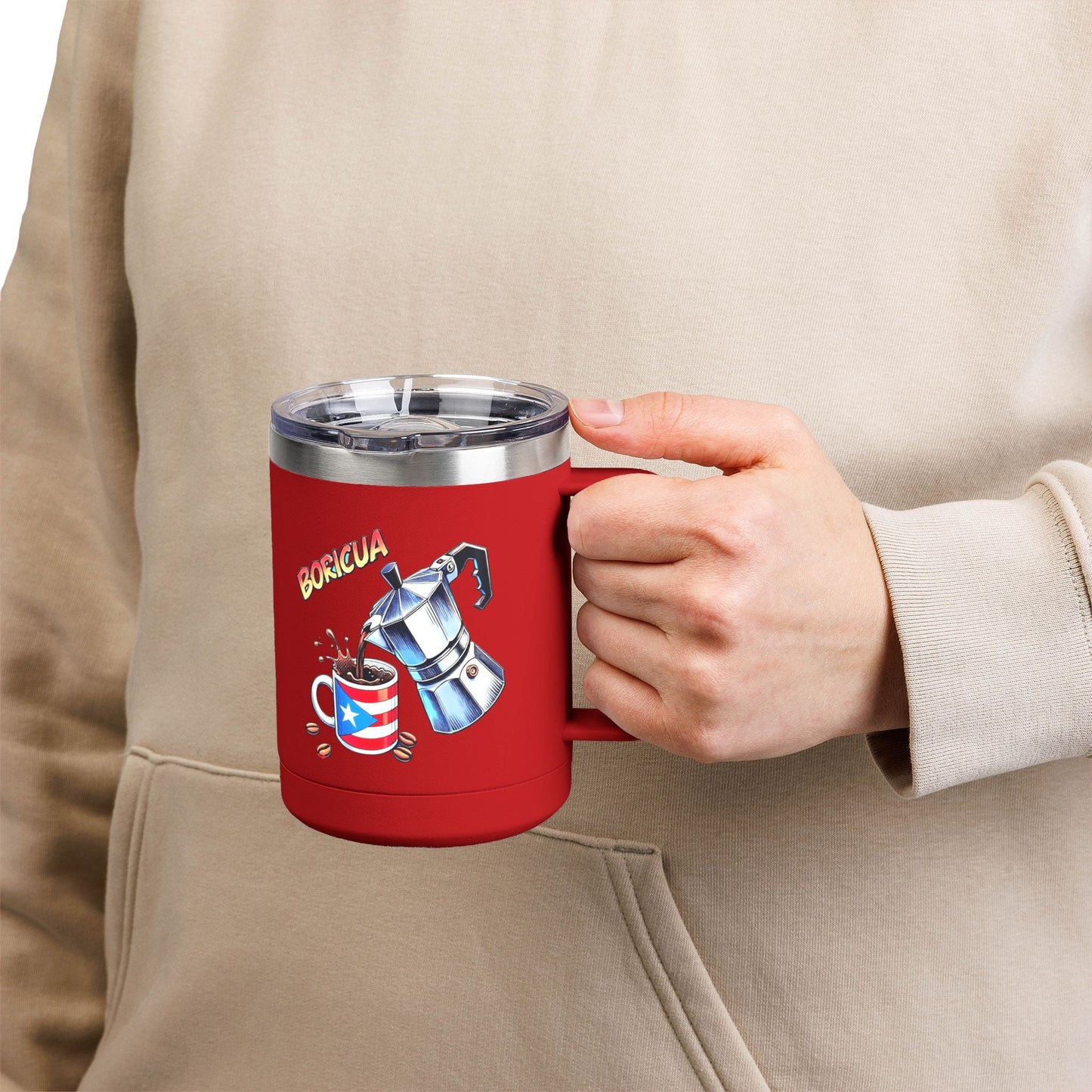 Puerto Rican Coffee Mug Tumbler, 15oz | Great Gift for Coffee Lovers, Unique Kitchen Decor, Perfect for Birthdays & Holidays - Metamorphosis Creations