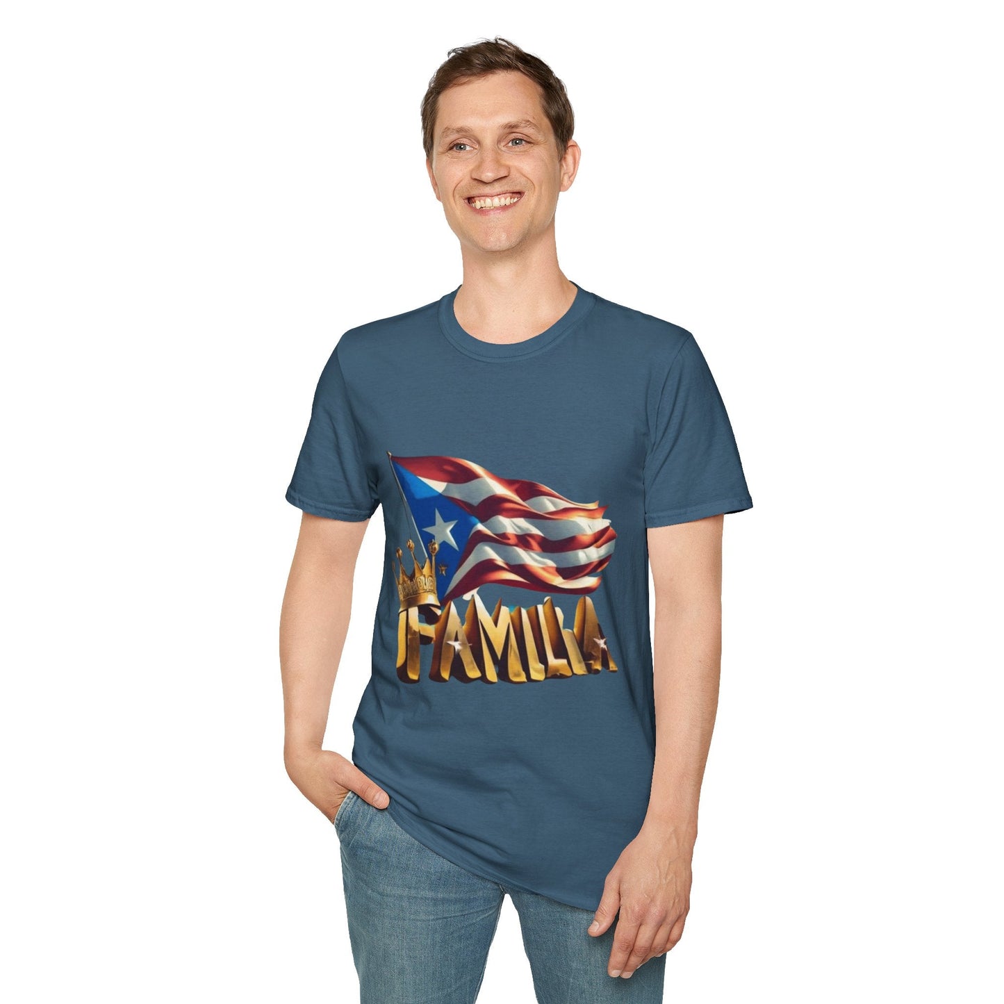 Puerto Rican Familia T-Shirt, Unisex Softstyle Tee, Patriotic Shirt, Family Unity Gift, Summer Celebration Apparel - Metamorphosis Creations