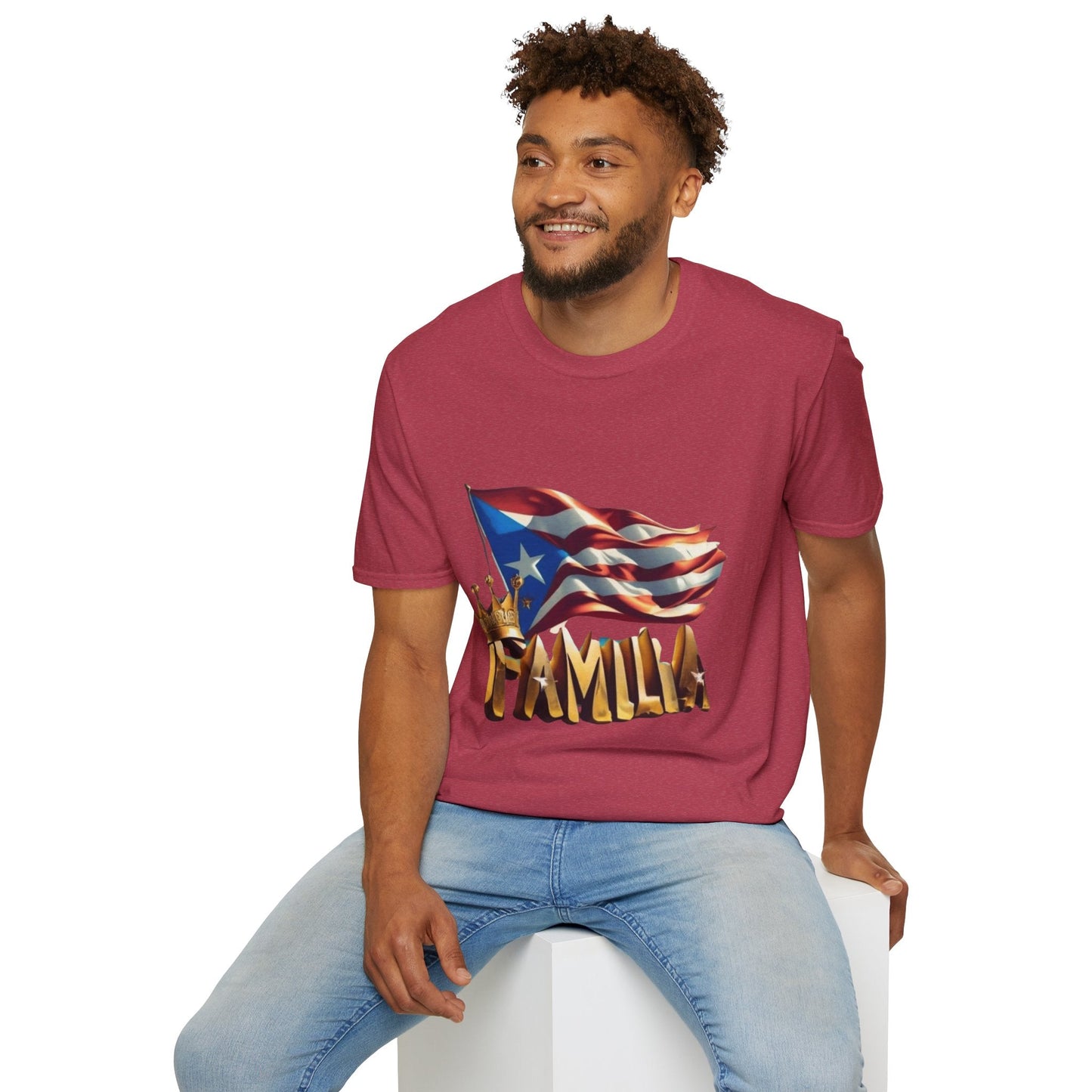 Puerto Rican Familia T-Shirt, Unisex Softstyle Tee, Patriotic Shirt, Family Unity Gift, Summer Celebration Apparel - Metamorphosis Creations
