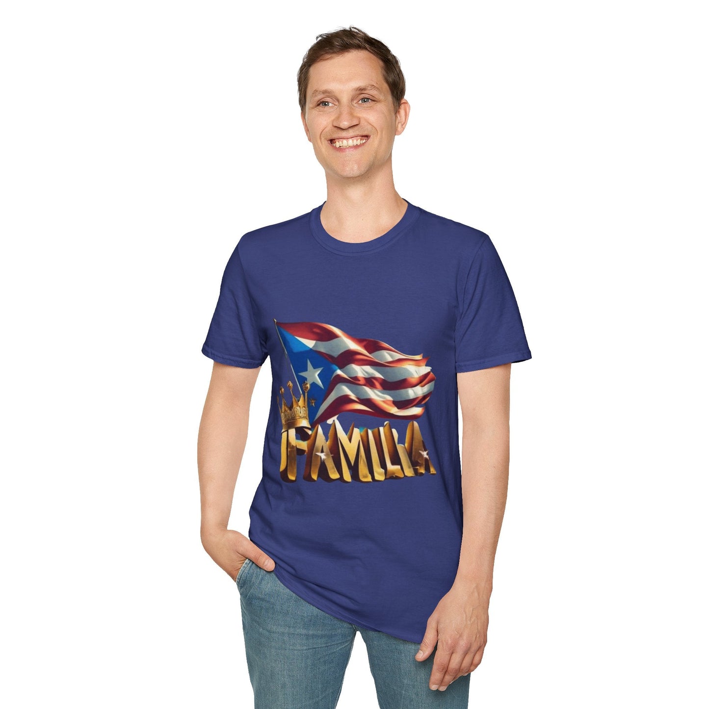 Puerto Rican Familia T-Shirt, Unisex Softstyle Tee, Patriotic Shirt, Family Unity Gift, Summer Celebration Apparel - Metamorphosis Creations