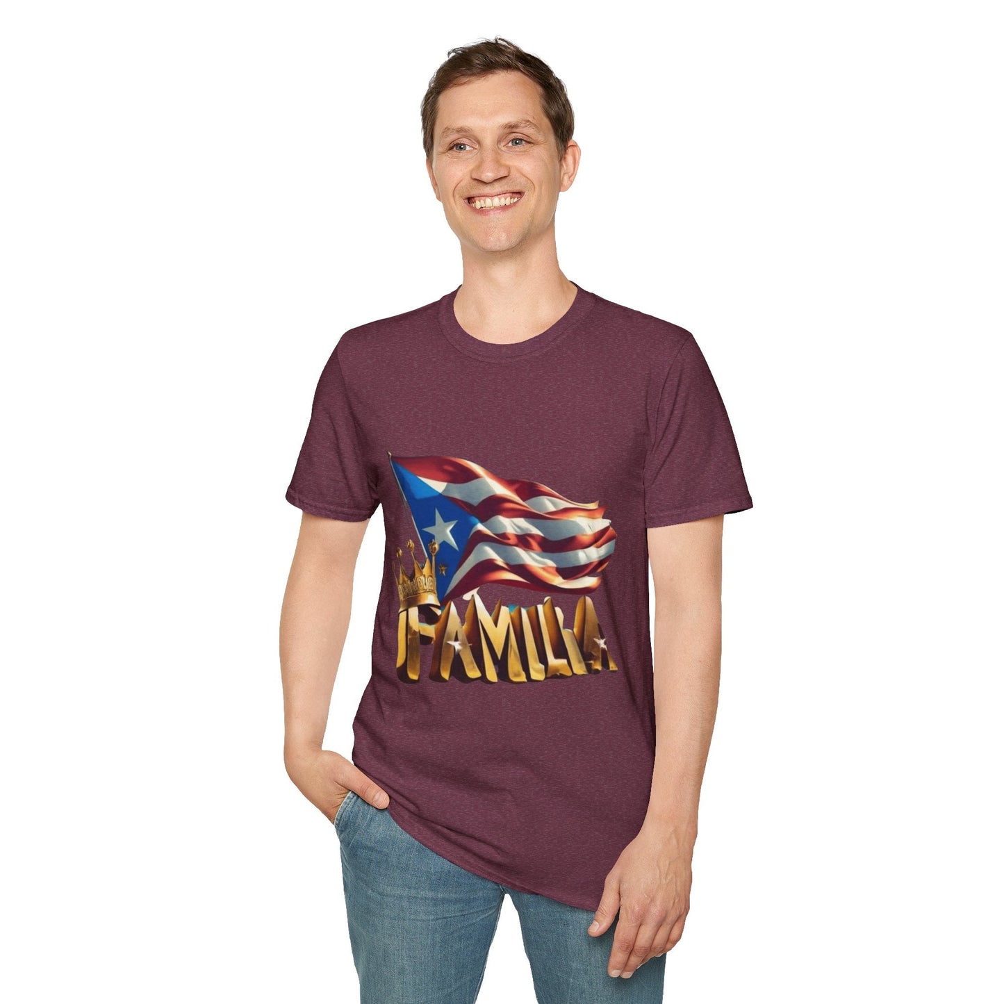 Puerto Rican Familia T-Shirt, Unisex Softstyle Tee, Patriotic Shirt, Family Unity Gift, Summer Celebration Apparel - Metamorphosis Creations