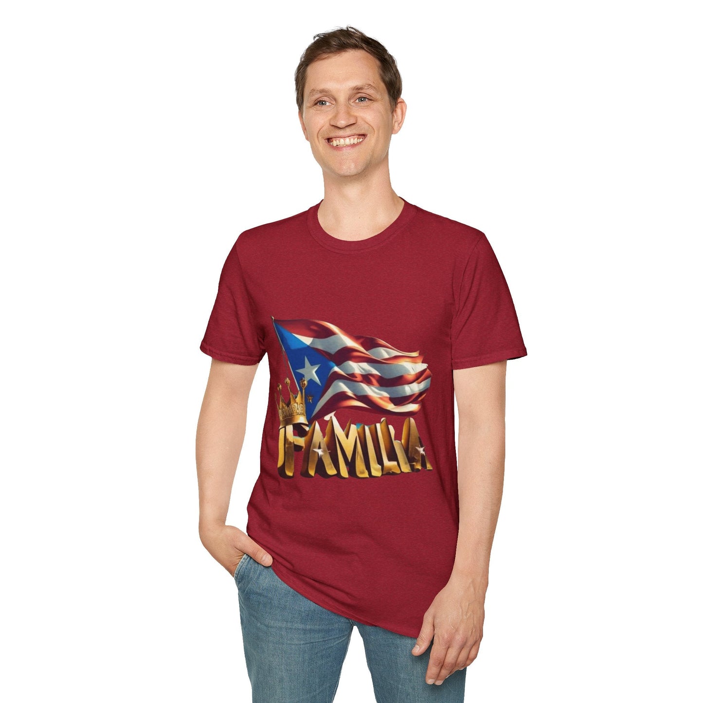 Puerto Rican Familia T-Shirt, Unisex Softstyle Tee, Patriotic Shirt, Family Unity Gift, Summer Celebration Apparel - Metamorphosis Creations