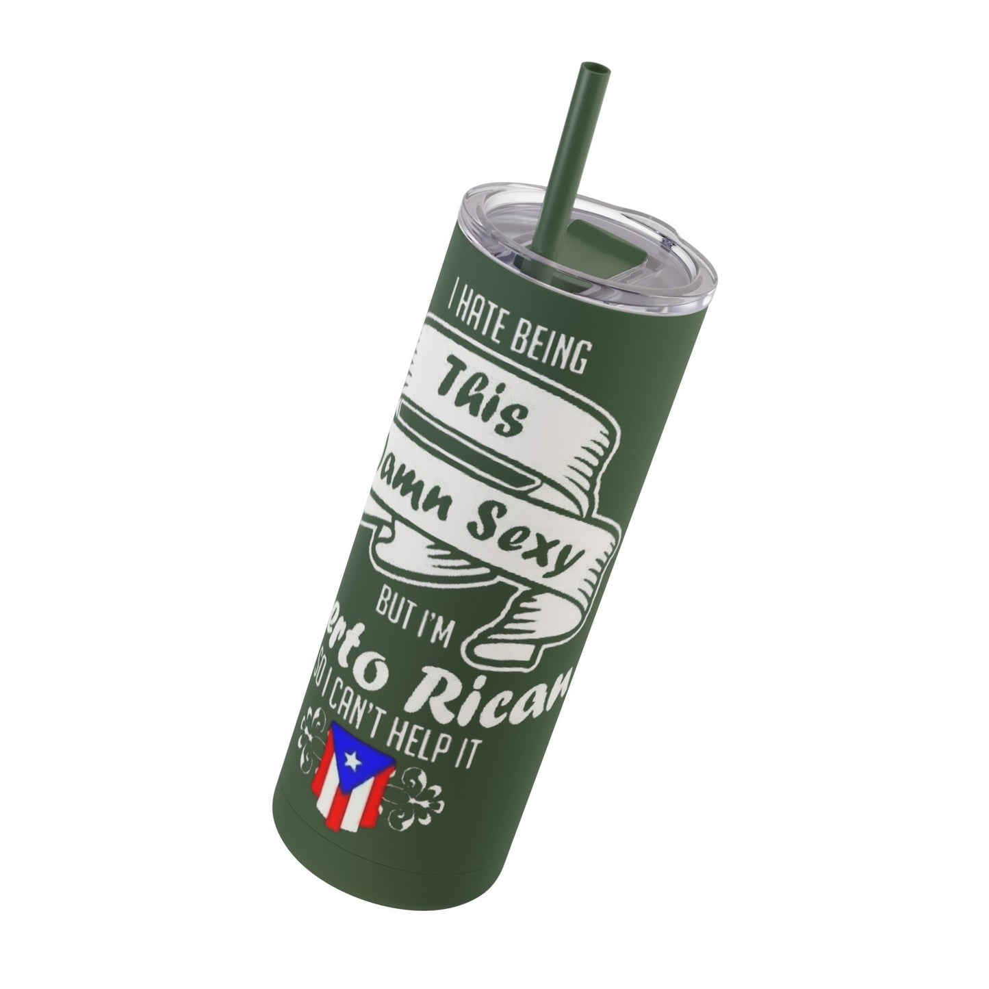 Puerto Rican Pride Skinny Matte Tumbler, 20oz | Perfect Gift for Afro - Latinx, Birthday, BBQ, Celebration, Fun Drinkware - Metamorphosis Creations