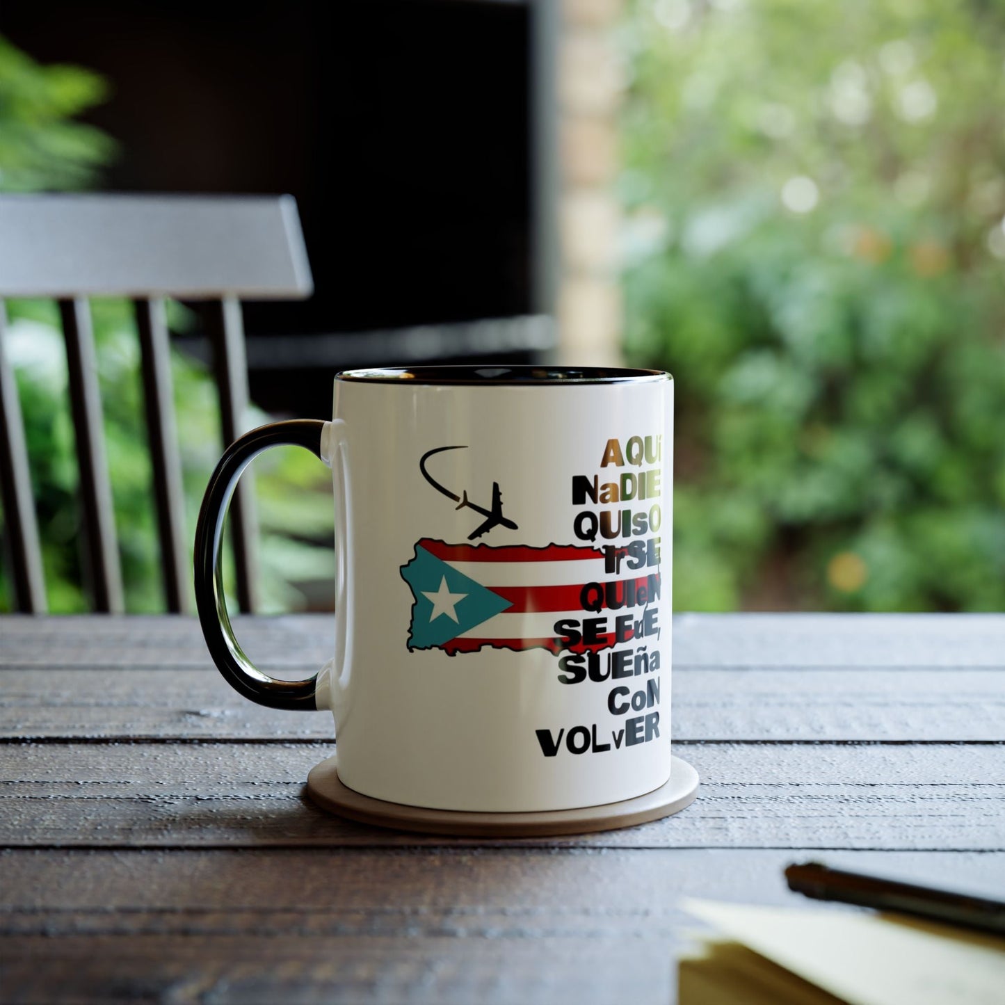 Puerto Rican Pride Two - Tone Coffee Mug, 11oz - Gift for Coffee Lovers, Home Decor, Travel Souvenirs, Unique Kitchenware, Independence Day - Metamorphosis Creations