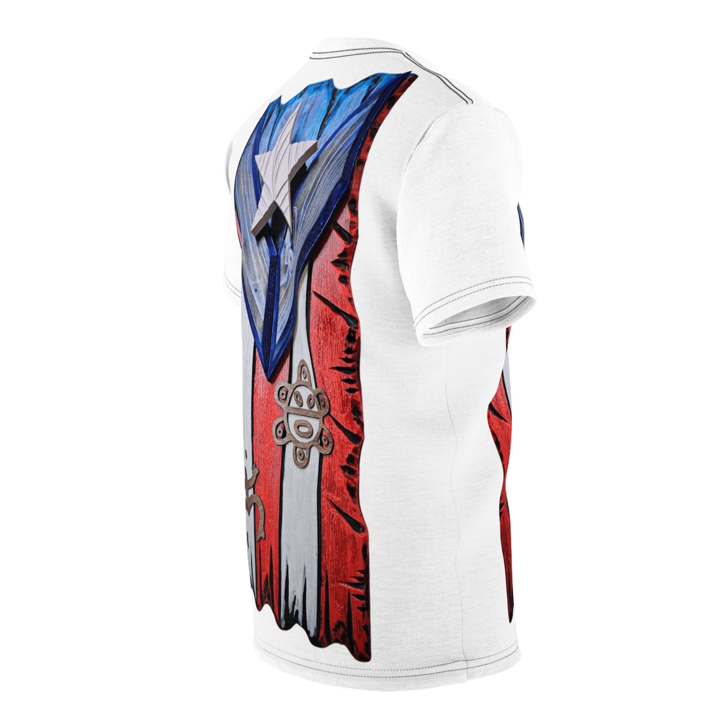Puerto Rican Pride Unisex Cut & Sew Tee, AOP Boricua Flag Shirt, Vibrant Graphic Tee, Cultural Apparel, Boriken tee - Metamorphosis Creations