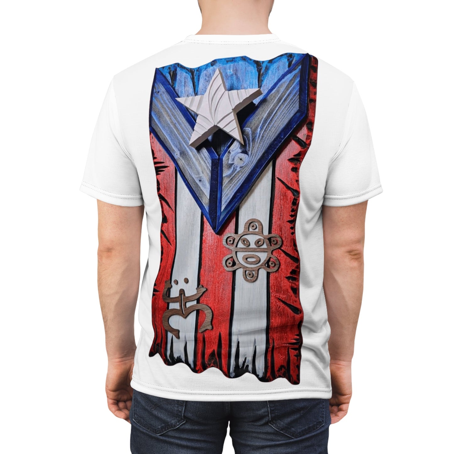 Puerto Rican Pride Unisex Cut & Sew Tee, AOP Boricua Flag Shirt, Vibrant Graphic Tee, Cultural Apparel, Boriken tee - Metamorphosis Creations