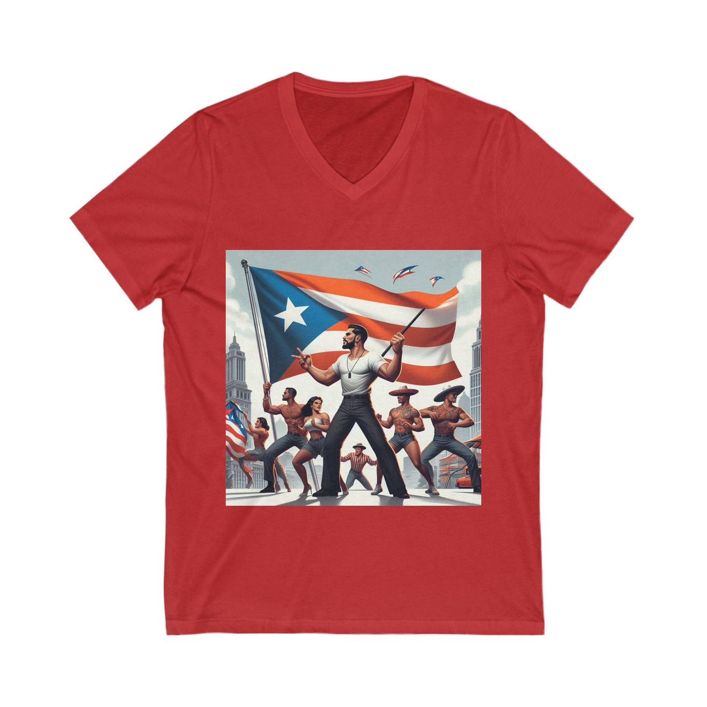 Puerto Rico Heritage Unisex Jersey Short Sleeve V - Neck Tee - Metamorphosis Creations