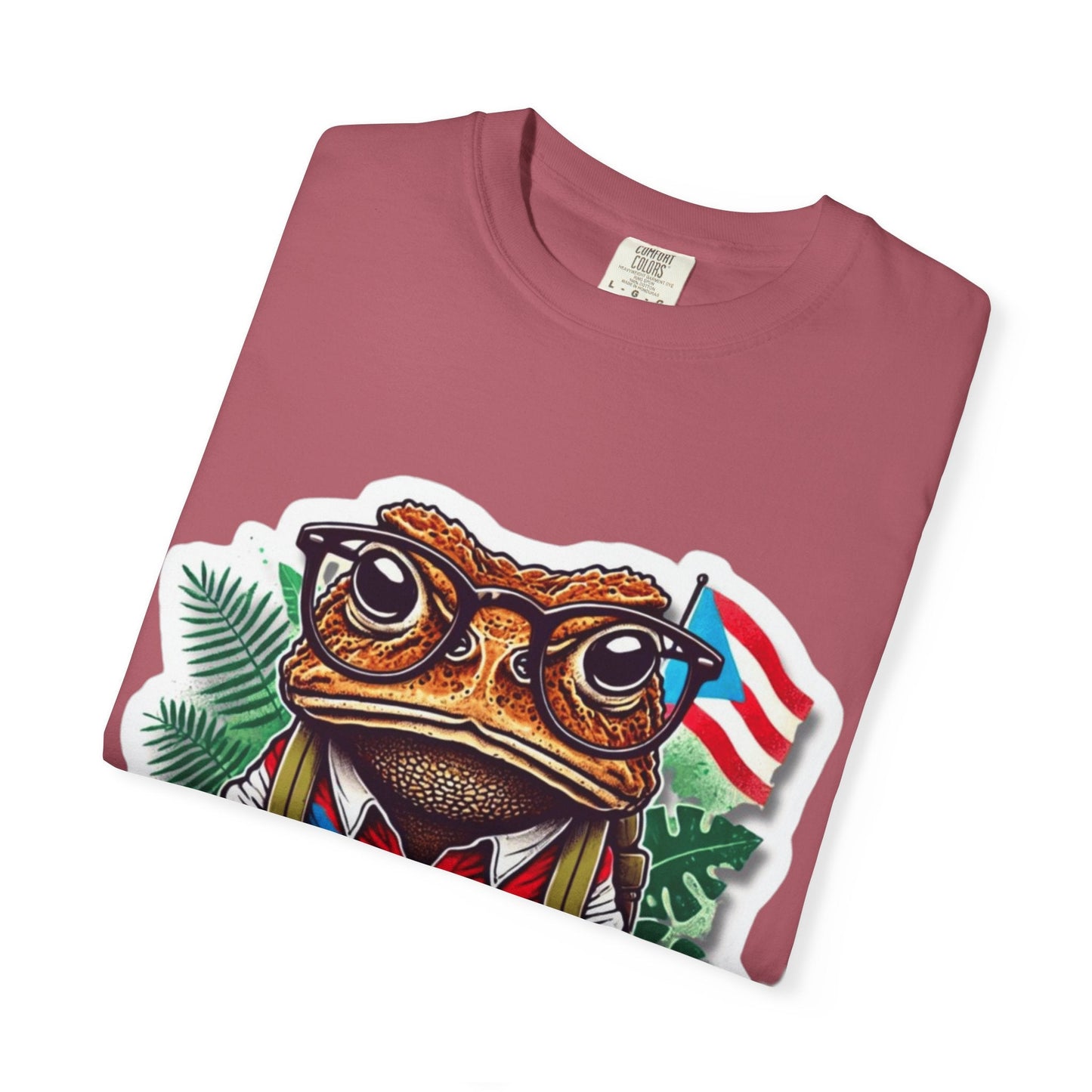 Puerto rico Patriotic Frog T-Shirt, Unisex Garment - Dyed Tee for Nature Lovers, Summer Parties, Luce tu orgullo puertorriqueño con estilo PR - Metamorphosis Creations
