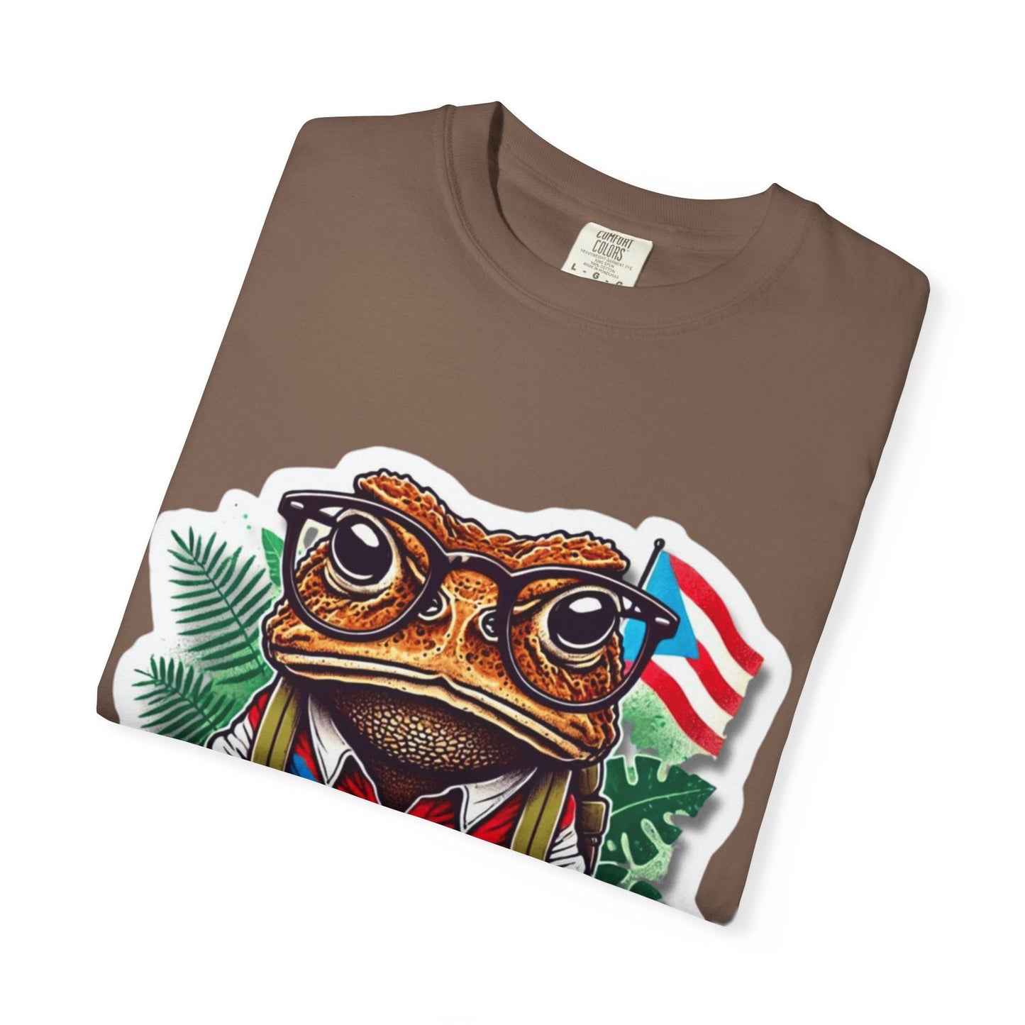 Puerto rico Patriotic Frog T-Shirt, Unisex Garment - Dyed Tee for Nature Lovers, Summer Parties, Luce tu orgullo puertorriqueño con estilo PR - Metamorphosis Creations