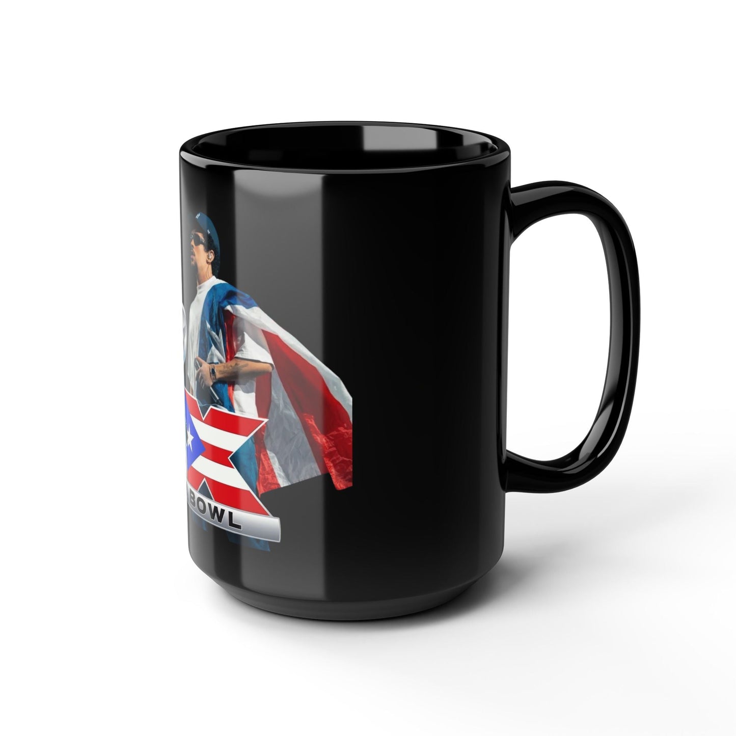 Puerto Rico Super Bowl Themed Black Mug, Perfect for Game Day, Football Fan Gift, 15oz Coffee Cup, Sports Memorabilia, NFL Celebration - Metamorphosis Creations