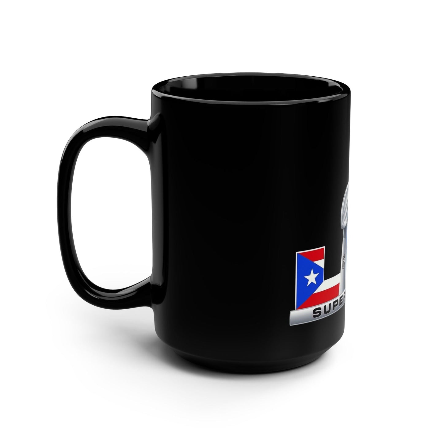 Puerto Rico Super Bowl Themed Black Mug, Perfect for Game Day, Football Fan Gift, 15oz Coffee Cup, Sports Memorabilia, NFL Celebration - Metamorphosis Creations