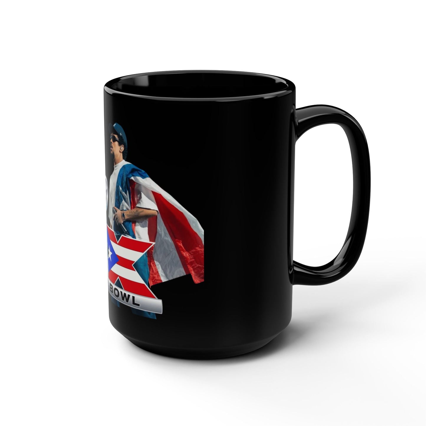 Puerto Rico Super Bowl Themed Black Mug, Perfect for Game Day, Football Fan Gift, 15oz Coffee Cup, Sports Memorabilia, NFL Celebration - Metamorphosis Creations