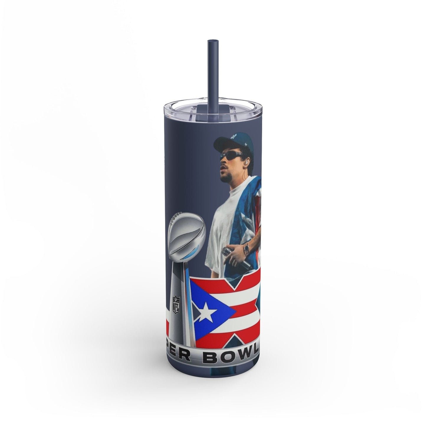 Puerto Rico Super Bowl - Themed Matte Tumbler, Sports Fan Mug, Gift for Football Lovers, Game Day Drinkware, Custom Tumbler - Metamorphosis Creations