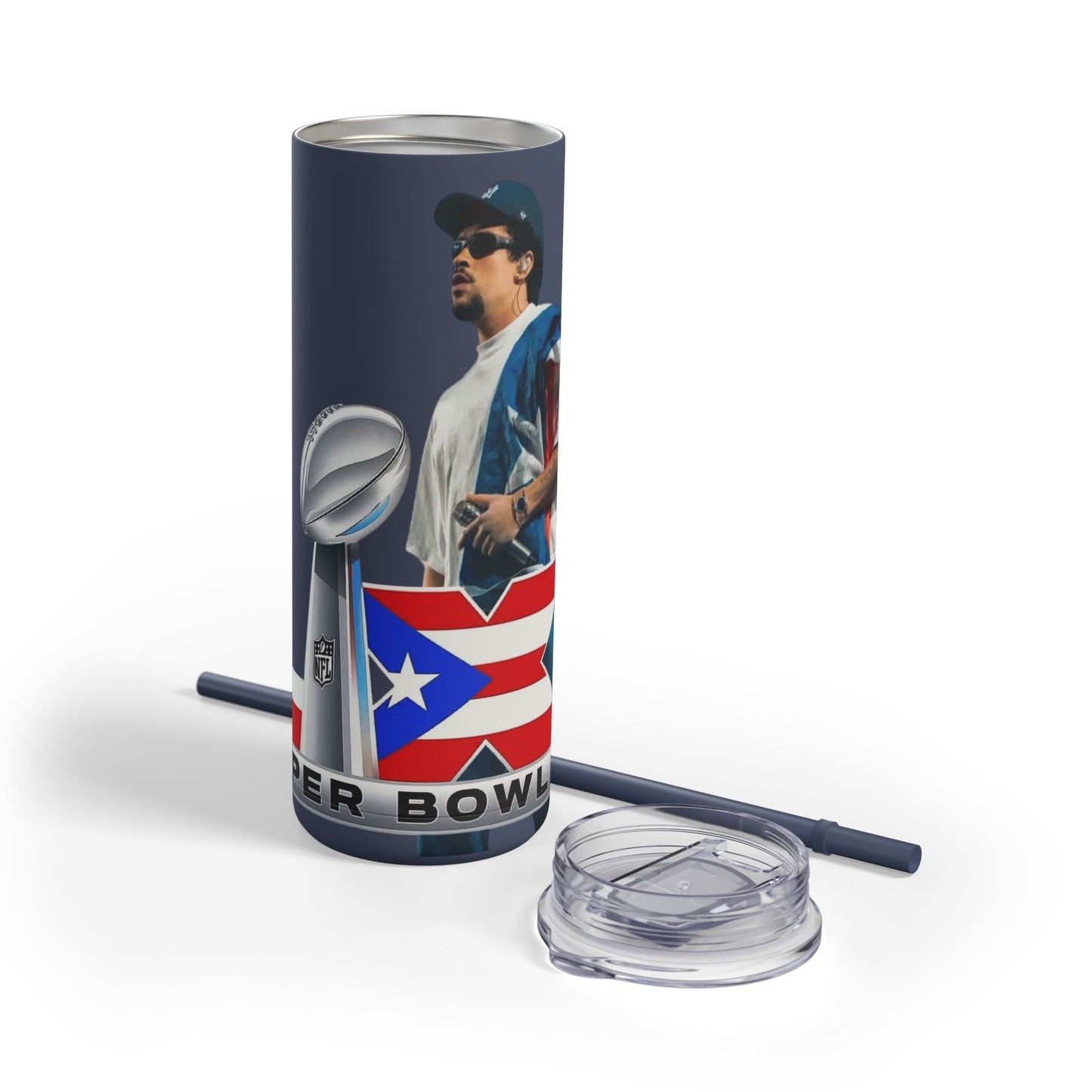 Puerto Rico Super Bowl - Themed Matte Tumbler, Sports Fan Mug, Gift for Football Lovers, Game Day Drinkware, Custom Tumbler - Metamorphosis Creations