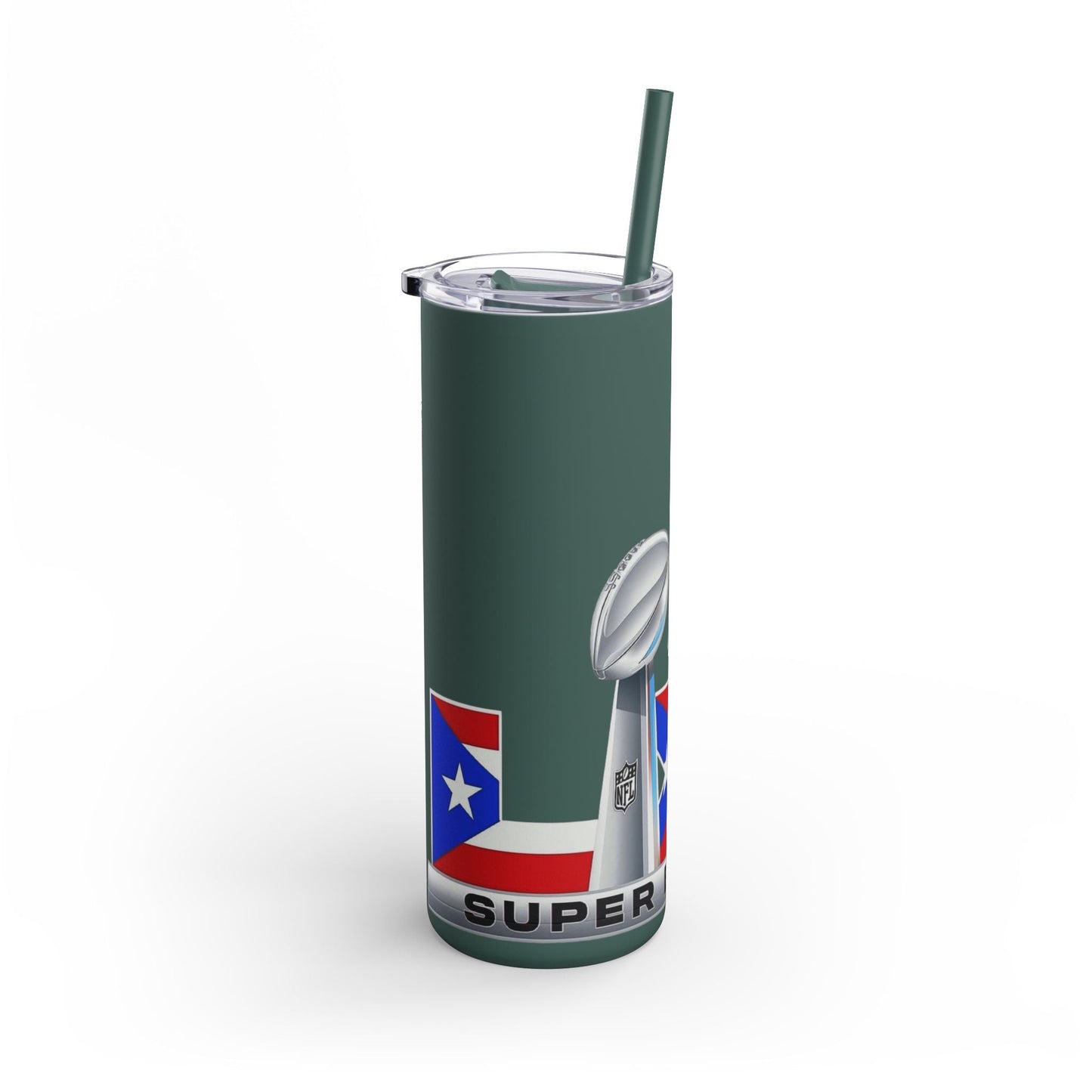 Puerto Rico Super Bowl - Themed Matte Tumbler, Sports Fan Mug, Gift for Football Lovers, Game Day Drinkware, Custom Tumbler - Metamorphosis Creations