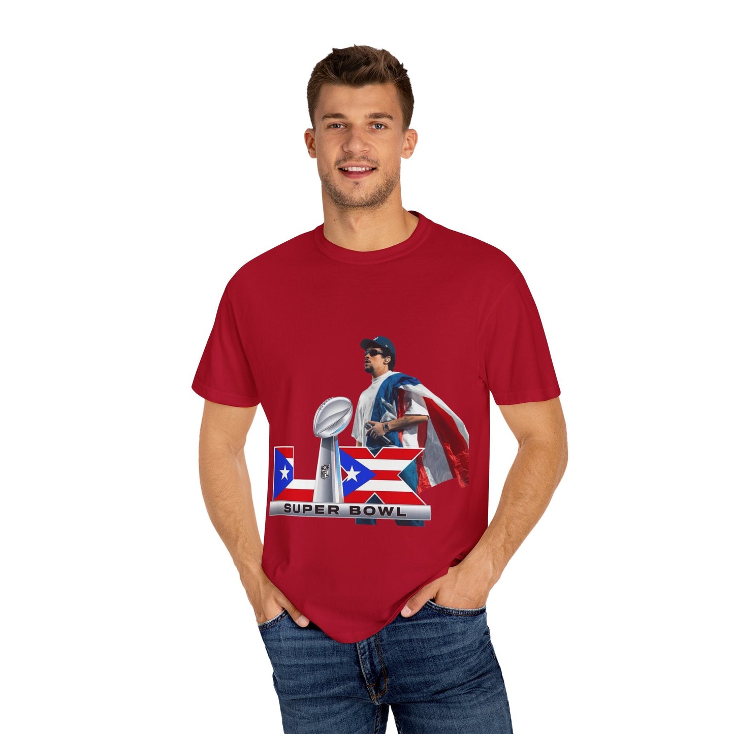 Puerto Rico Unisex Garment - Dyed T-Shirt, Football Fan Tee, Game Day Apparel, Sports Merchandise, Gifts for Men and Women - Metamorphosis Creations