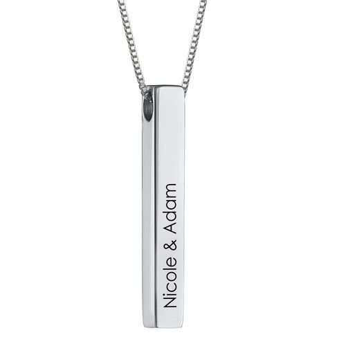 S925 Sterling Silver Couple Name Silver Bar Necklace - Metamorphosis Creations