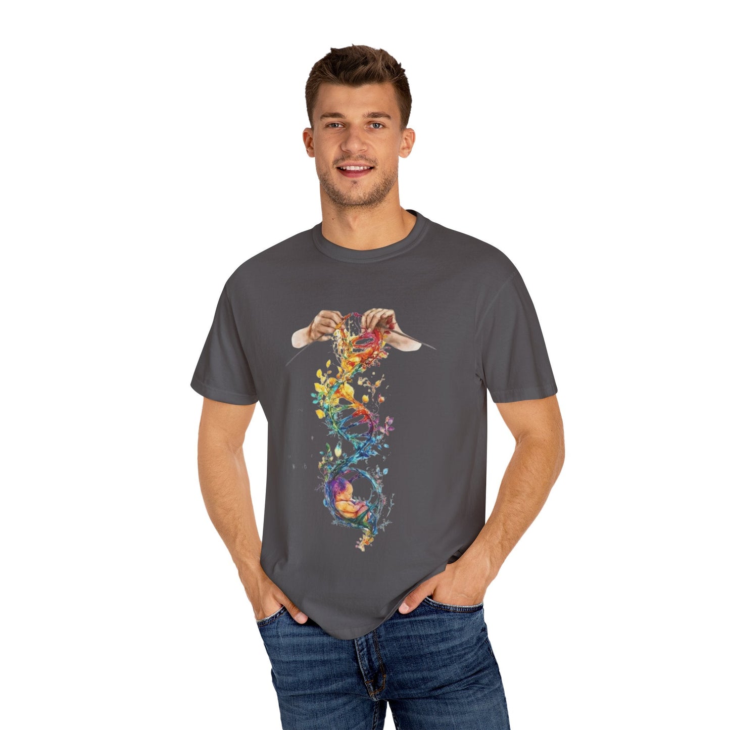 👚 Soft. Stylish. Mom - approved. Order now and gift her something she'll actually wear! Colorful DNA Art Unisex T-shirt, Science Tee, Creative Garment, Gift for Scientists, - Metamorphosis Creations