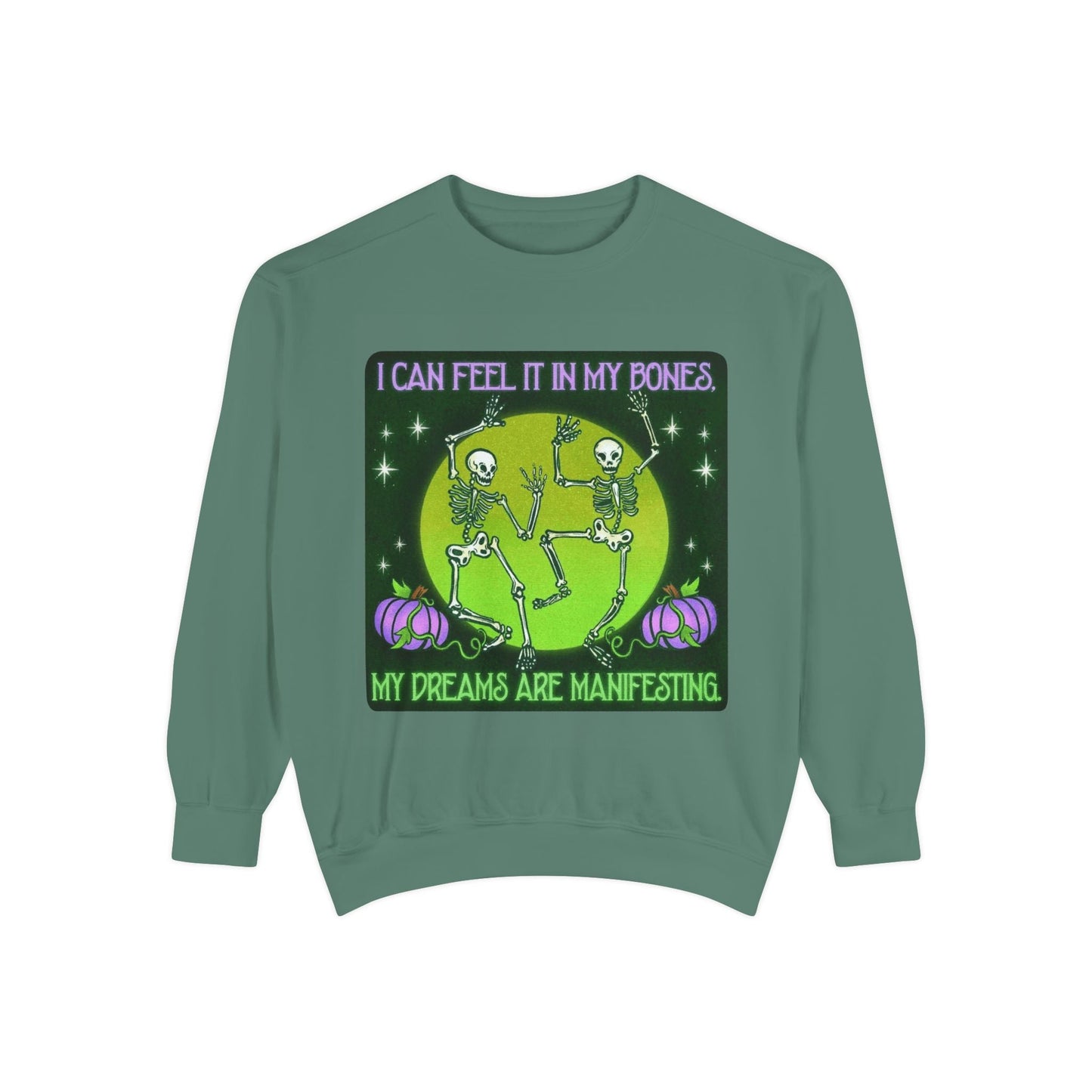 Spooky Manifesting Sweatshirt, Unisex Skeleton Pullover, Halloween Apparel, Cozy Fall Fashion, Casual Trendy Top, Unique Gift - Metamorphosis Creations