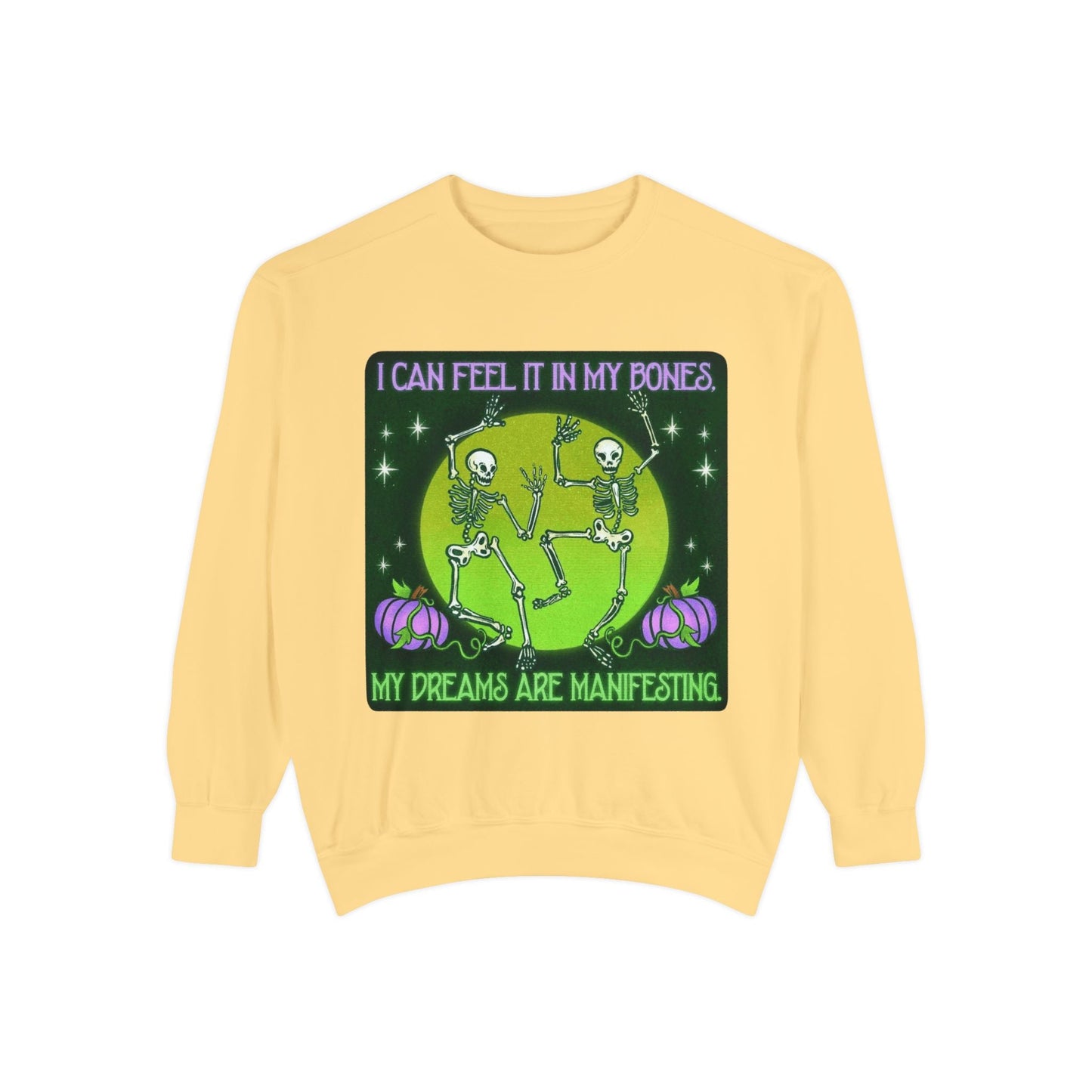 Spooky Manifesting Sweatshirt, Unisex Skeleton Pullover, Halloween Apparel, Cozy Fall Fashion, Casual Trendy Top, Unique Gift - Metamorphosis Creations