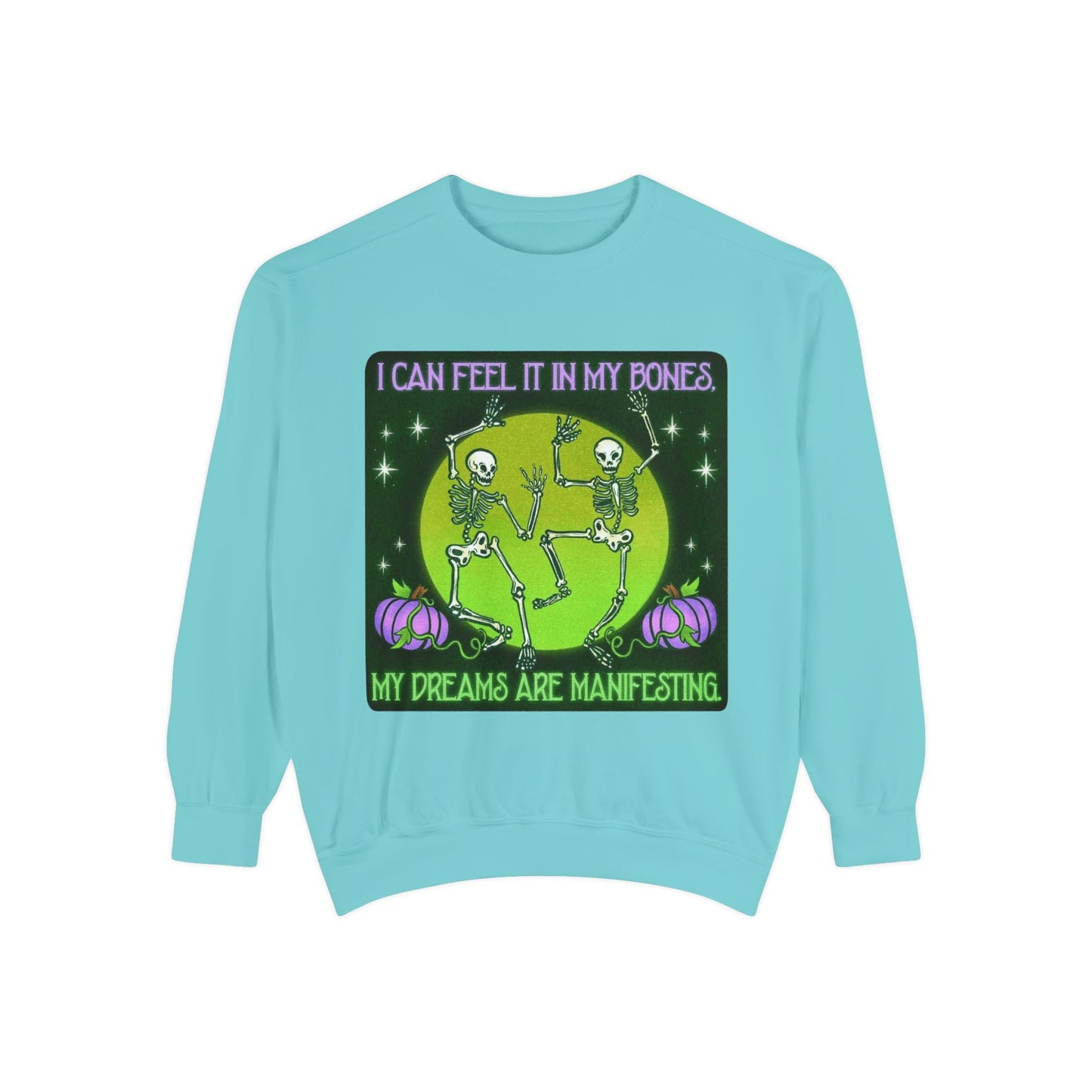 Spooky Manifesting Sweatshirt, Unisex Skeleton Pullover, Halloween Apparel, Cozy Fall Fashion, Casual Trendy Top, Unique Gift - Metamorphosis Creations