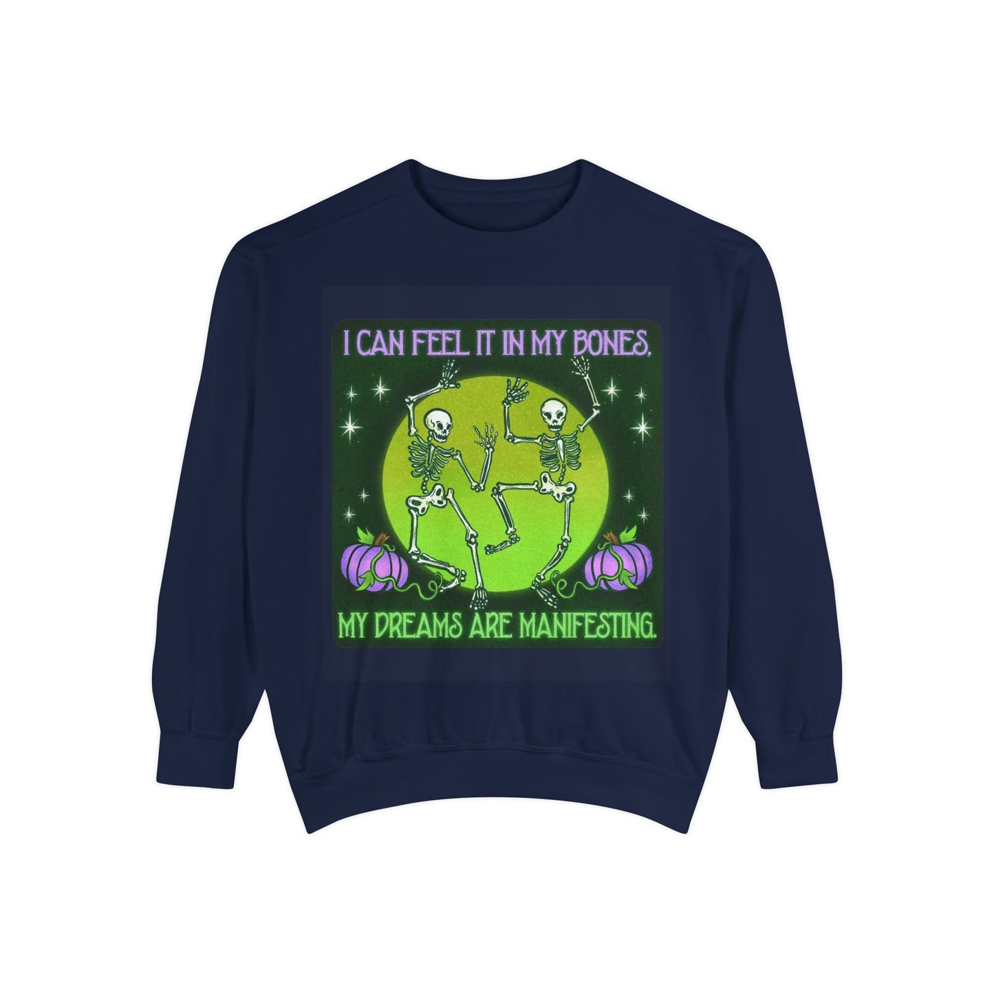 Spooky Manifesting Sweatshirt, Unisex Skeleton Pullover, Halloween Apparel, Cozy Fall Fashion, Casual Trendy Top, Unique Gift - Metamorphosis Creations
