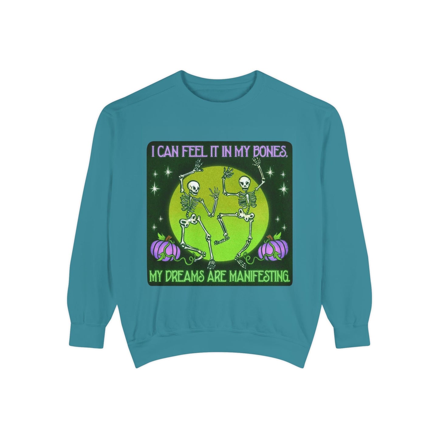 Spooky Manifesting Sweatshirt, Unisex Skeleton Pullover, Halloween Apparel, Cozy Fall Fashion, Casual Trendy Top, Unique Gift - Metamorphosis Creations