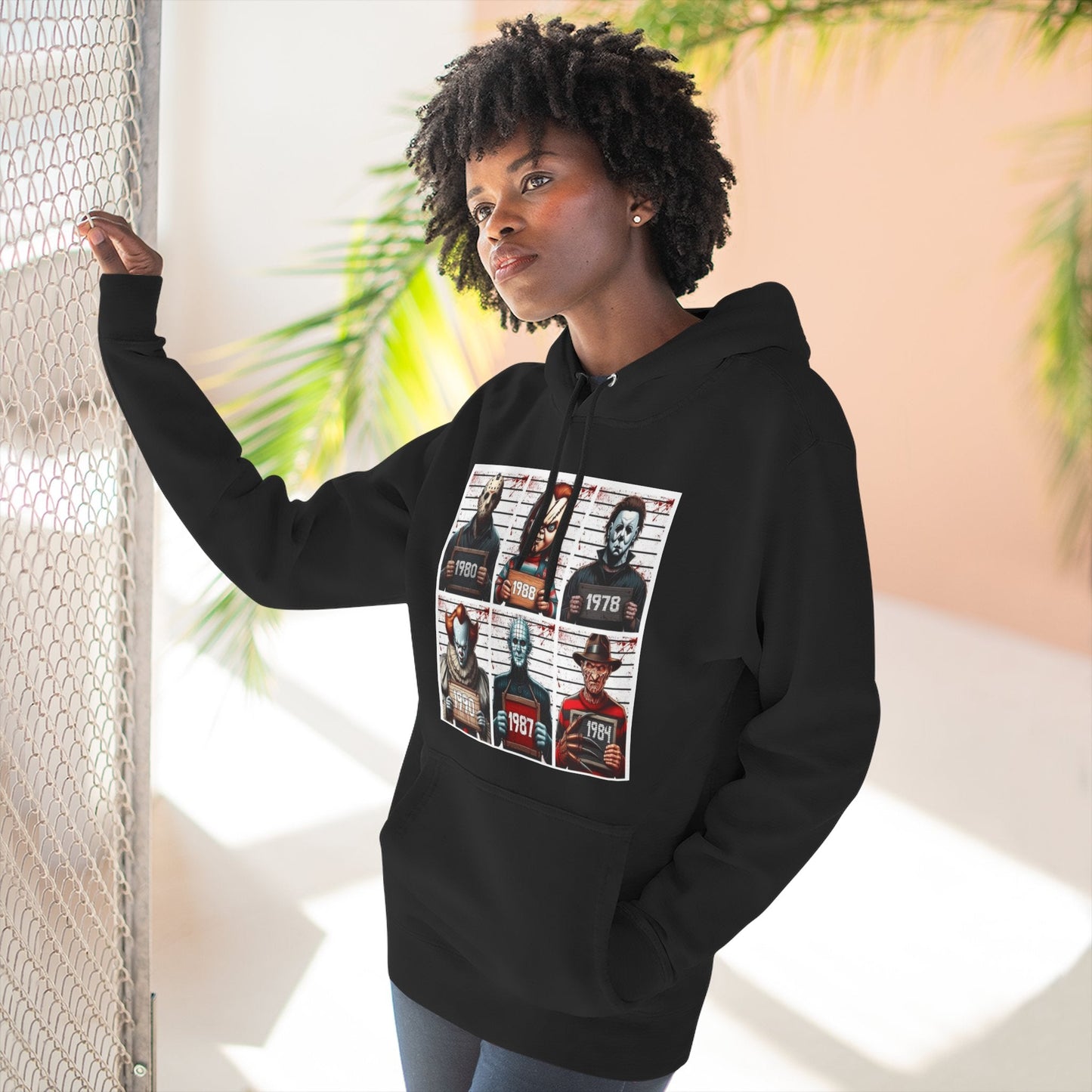 Spooky Vibes Only Halloween Sweater Retro Horror Movie Three - Panel Fleece Hoodie, Halloween Gift, Cozy Sweatshirt, Movie Lover Apparel, Vintage Movie Merchandise - Metamorphosis Creations