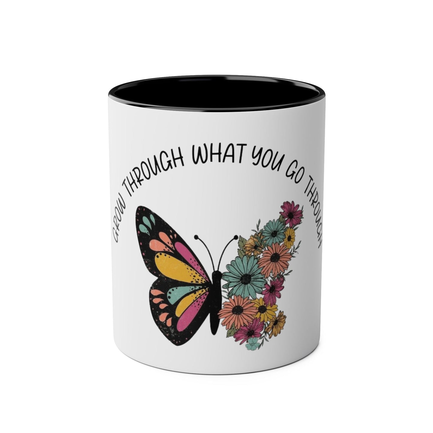 Start your day with meaning. Inspirational Two - Tone Mug for Growth Mindset, Butterfly Design, Coffee or Tea Lover Gift, Motivational Quote, Perfect for Self - Care - Metamorphosis Creations
