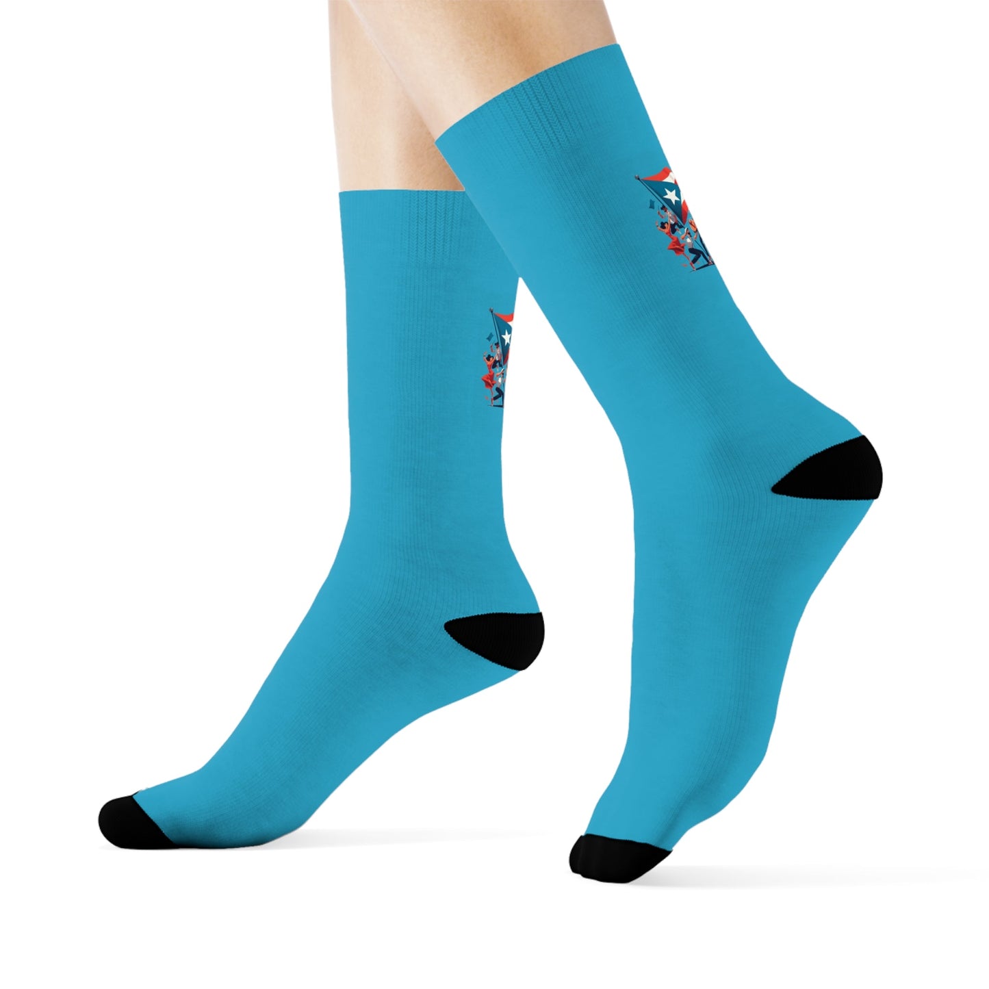 Step with Pride – From La Isla to NYC Patriotic Crew Socks for Special Occasions, Comfortable Socks, Casual Wear, Unique Fashion Accessory - Metamorphosis Creations