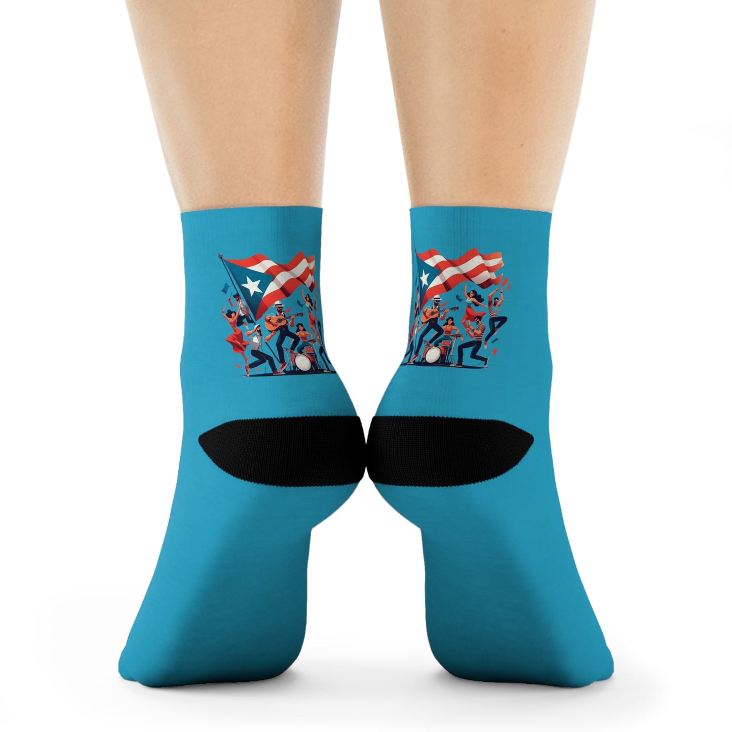 Step with Pride – From La Isla to NYC Patriotic Crew Socks for Special Occasions, Comfortable Socks, Casual Wear, Unique Fashion Accessory - Metamorphosis Creations