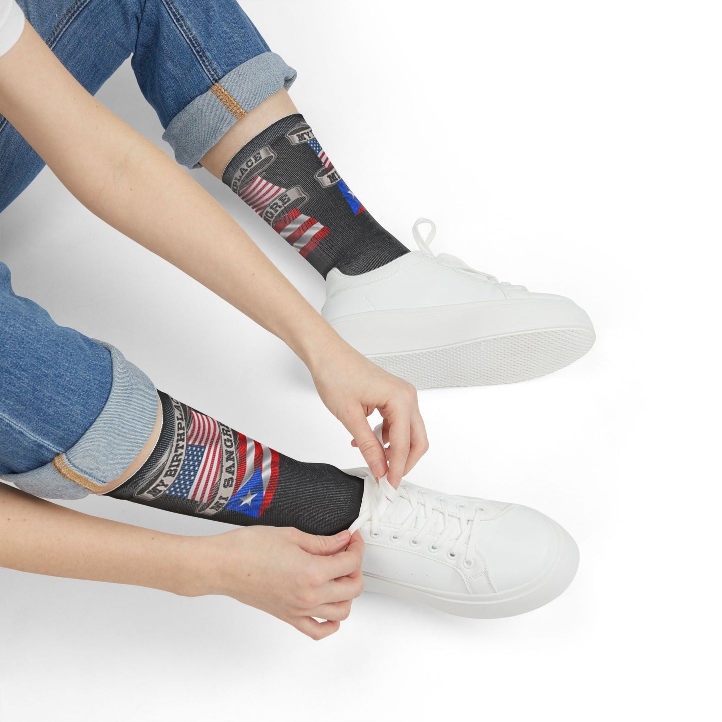 Step with Pride – From La Isla to NYC Patriotic Crew Socks | Perfect for 4th of July, Gifts for Travelers, Casual Wear, Fun Sock Collection, Warm & Cozy Feet - Metamorphosis Creations