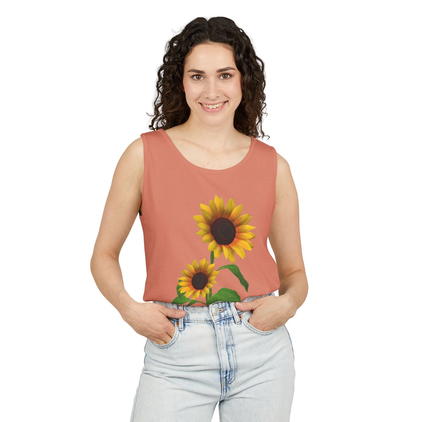 Sunflower Unisex Tank Top - Relaxed Summer Wear, Gift for Garden Lovers, Casual Beach Vibes, Perfect for Spring Celebrations, Gift Idea - Metamorphosis Creations