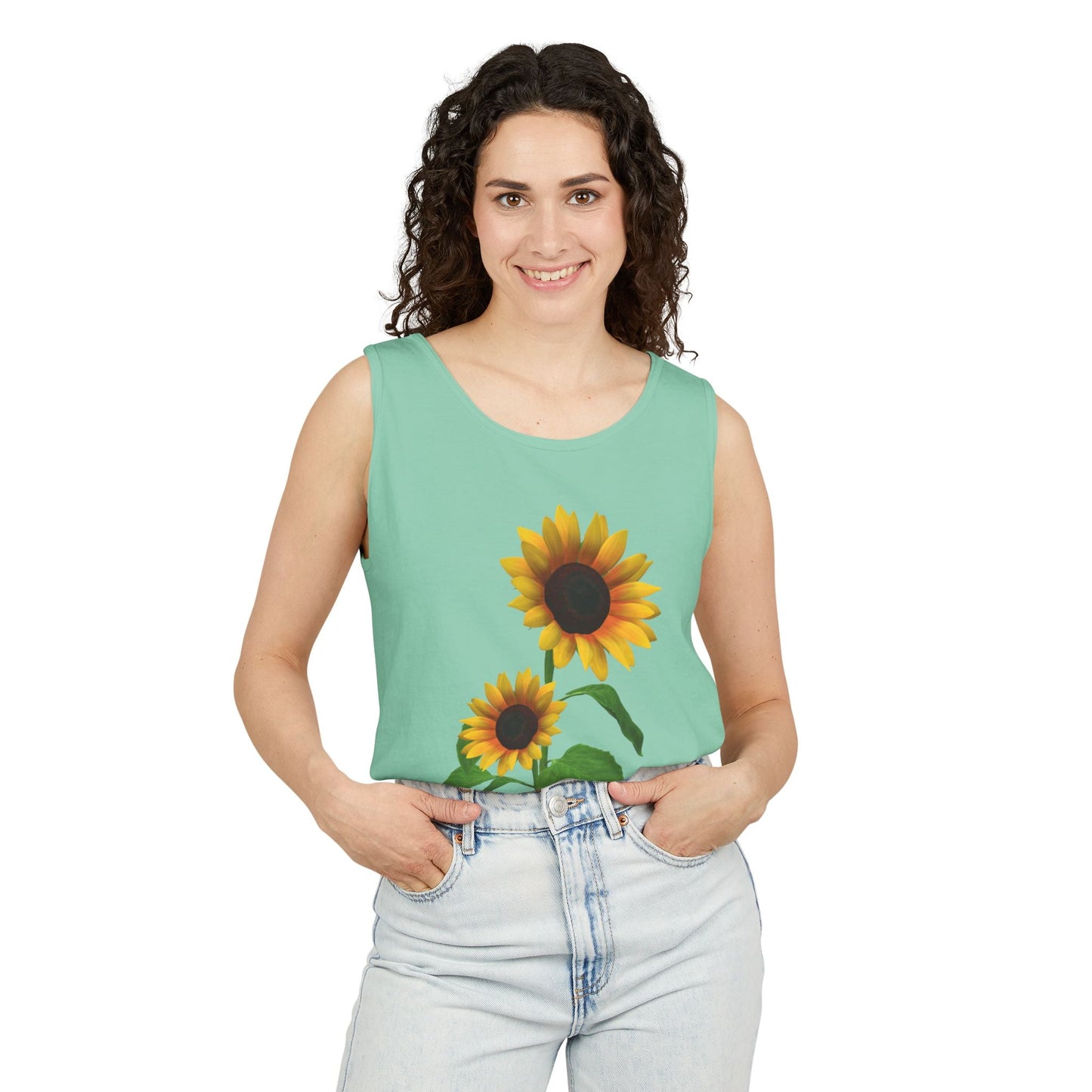 Sunflower Unisex Tank Top - Relaxed Summer Wear, Gift for Garden Lovers, Casual Beach Vibes, Perfect for Spring Celebrations, Gift Idea - Metamorphosis Creations