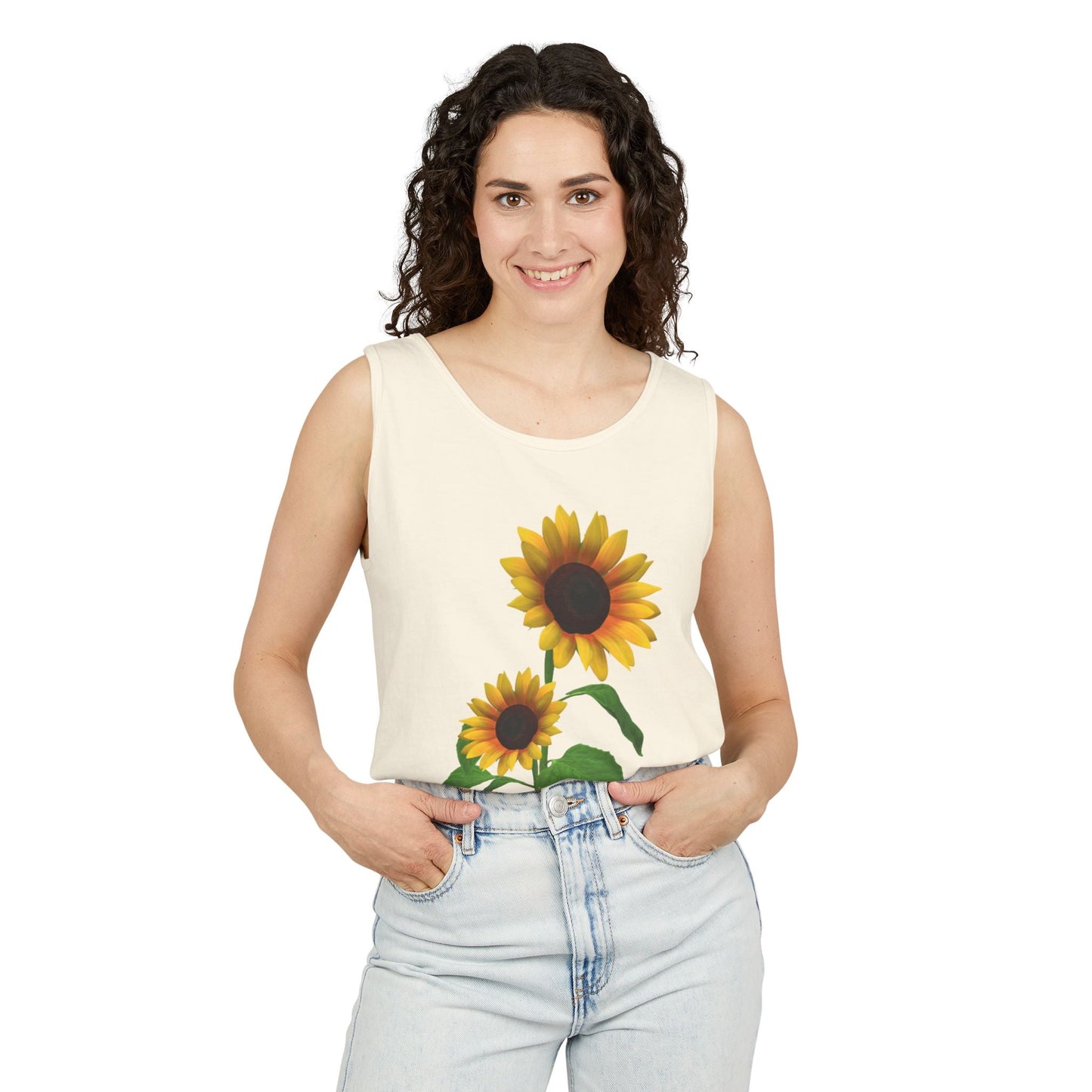 Sunflower Unisex Tank Top - Relaxed Summer Wear, Gift for Garden Lovers, Casual Beach Vibes, Perfect for Spring Celebrations, Gift Idea - Metamorphosis Creations