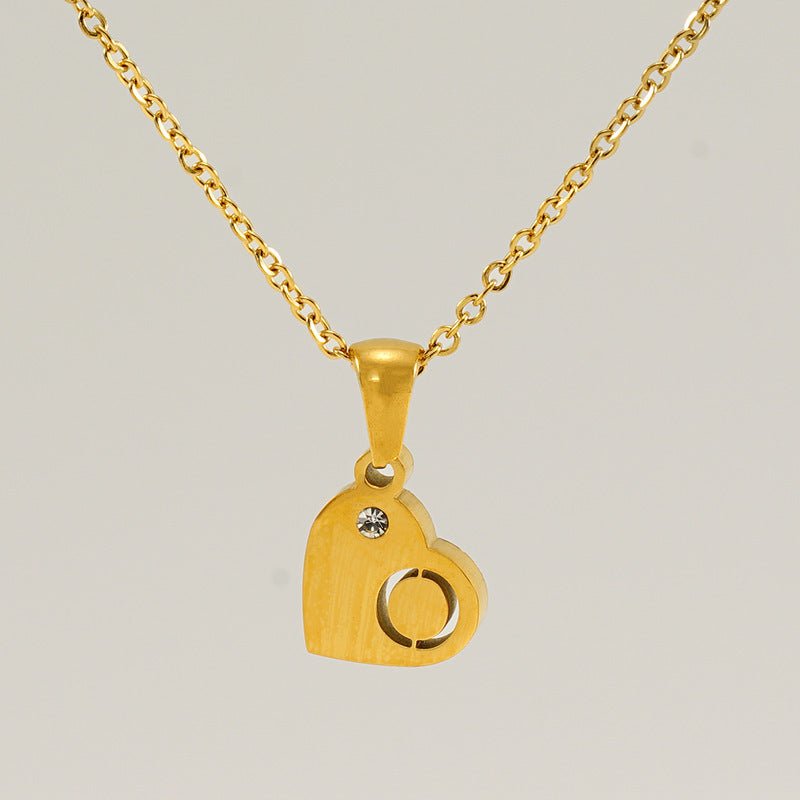 Titanium Steel Heart Shape With Diamond Pendant Necklace - Metamorphosis Creations